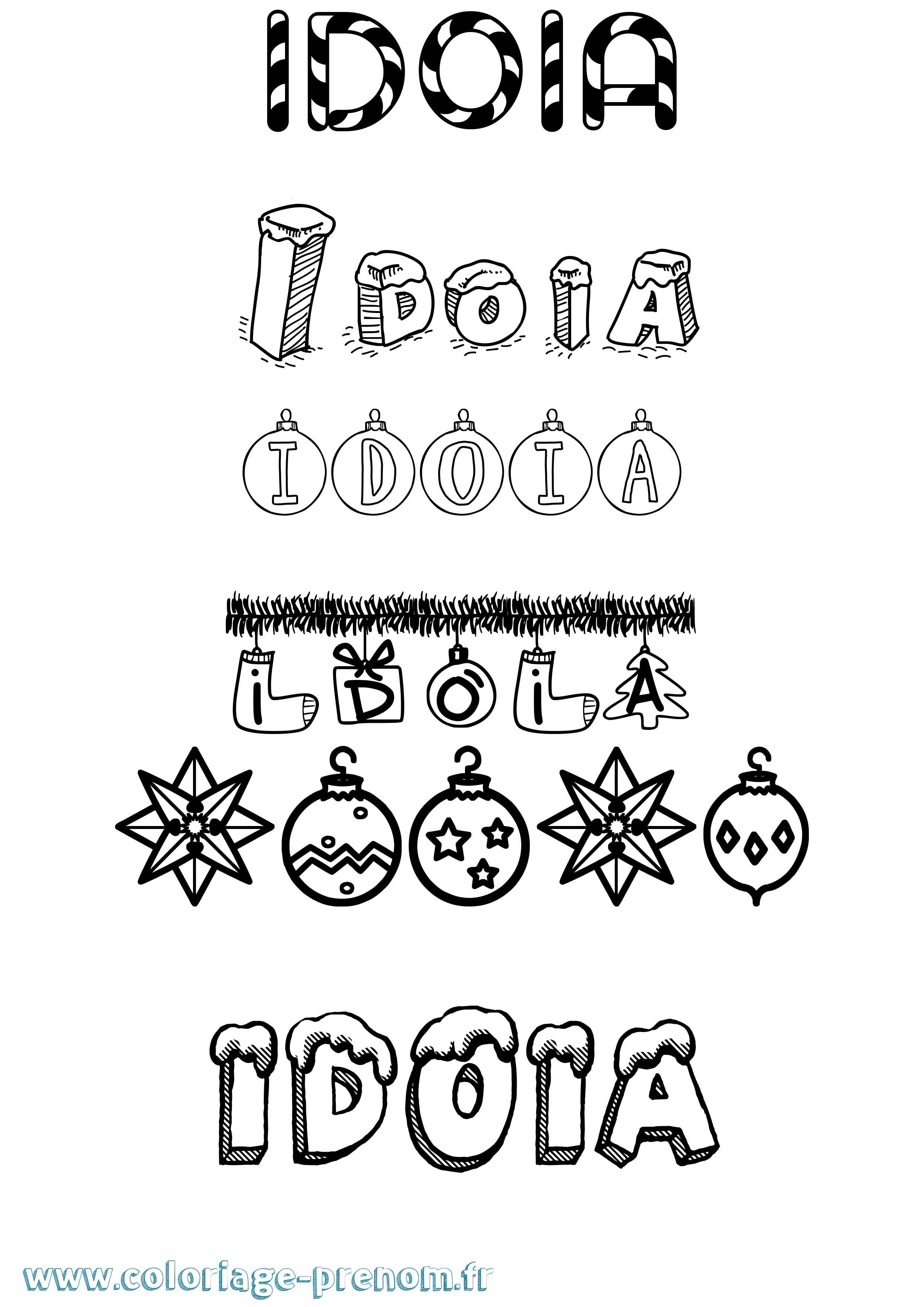 Coloriage Idoia Noël Coloriage prénom Idoia Noël