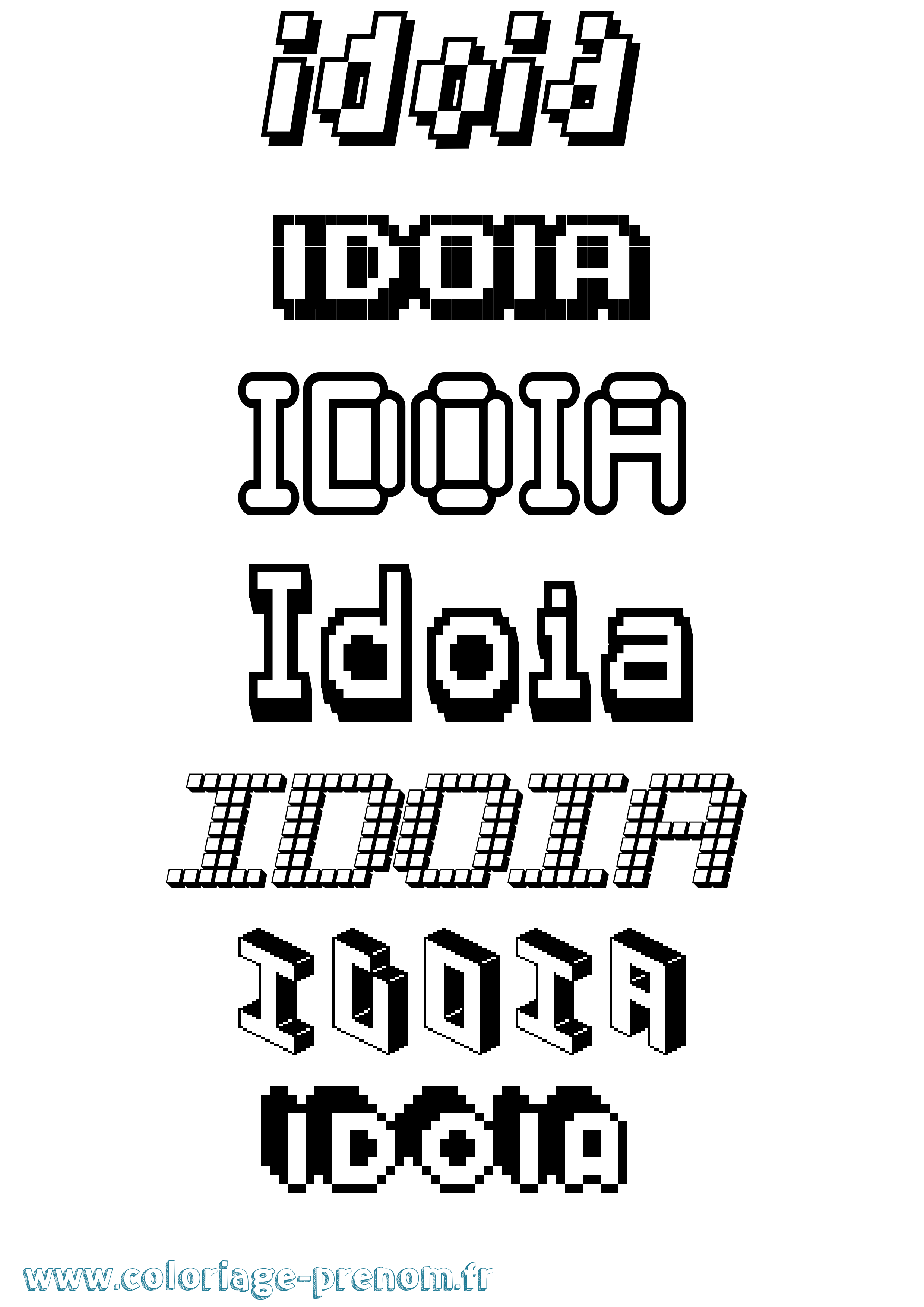 Coloriage Idoia Pixel Coloriage prénom Idoia Pixel