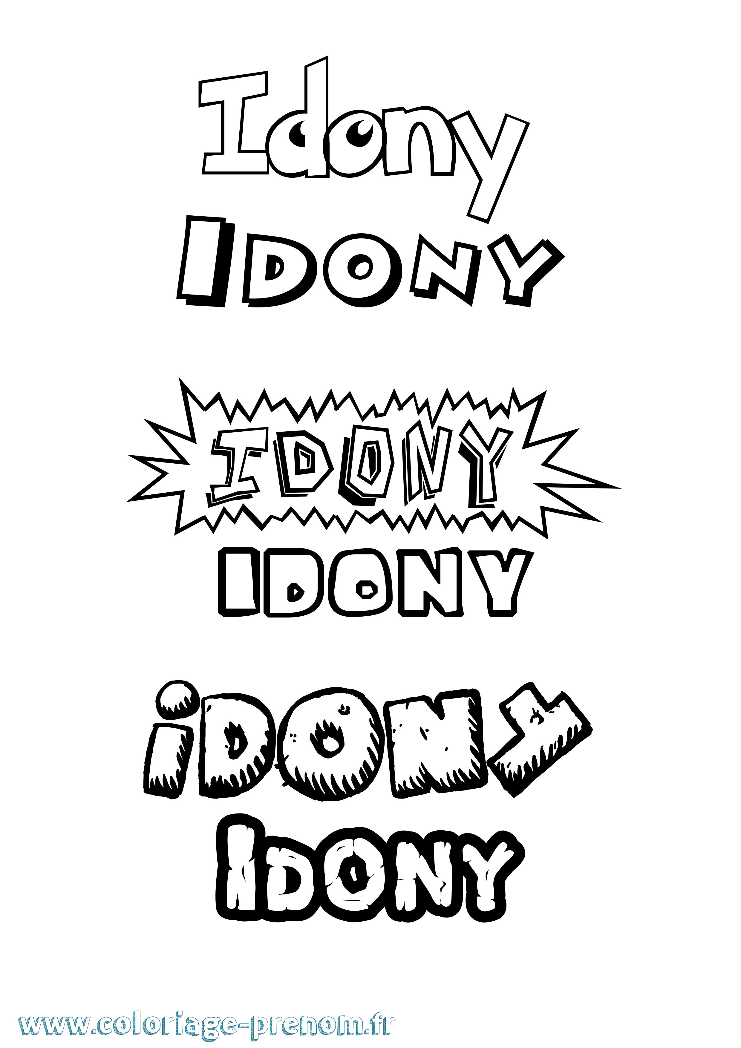 Coloriage Idony Dessin Animé Coloriage prénom Idony Dessin Animé