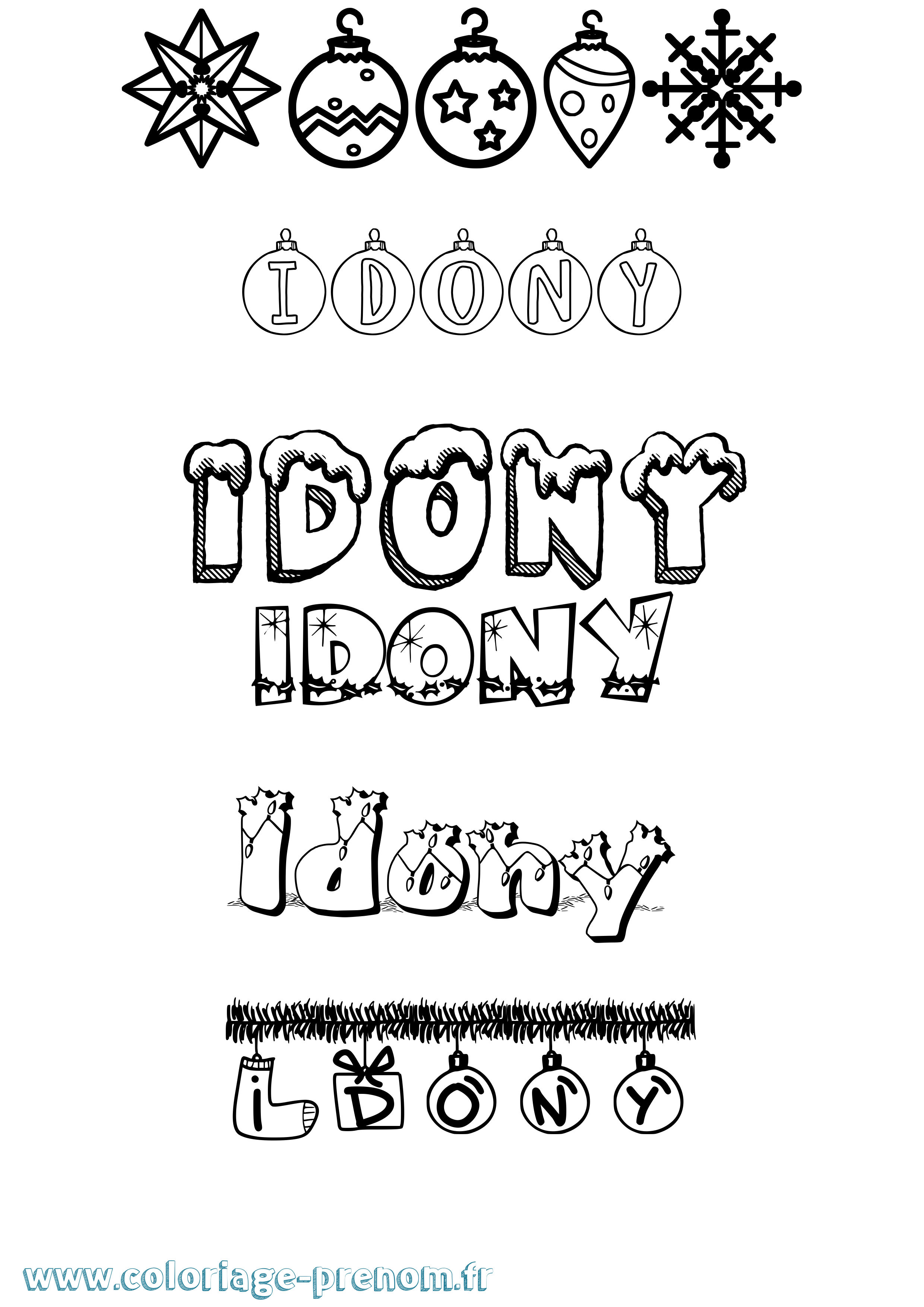 Coloriage Idony Noël Coloriage prénom Idony Noël