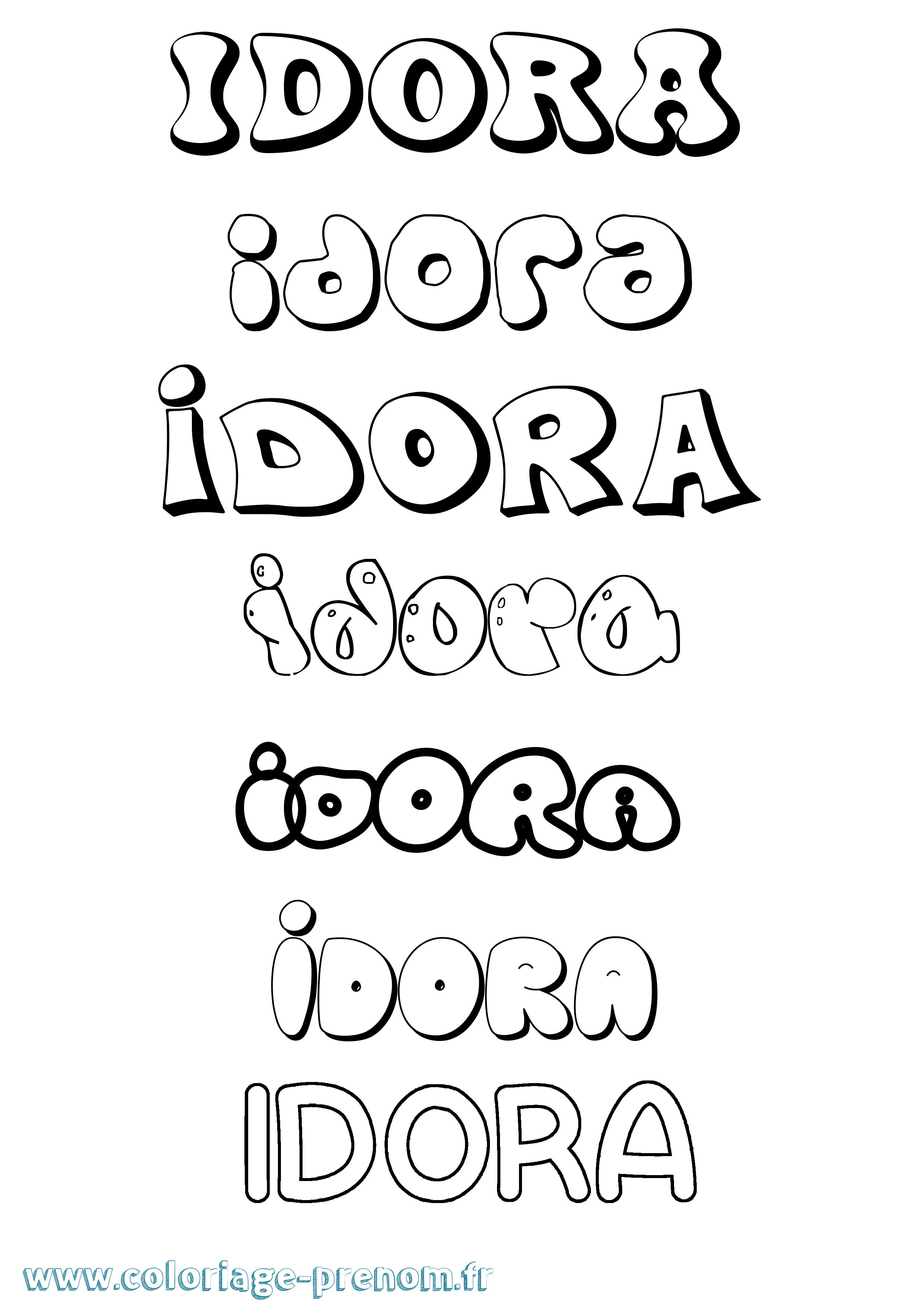 Coloriage Idora Bubble Coloriage prénom Idora Bubble