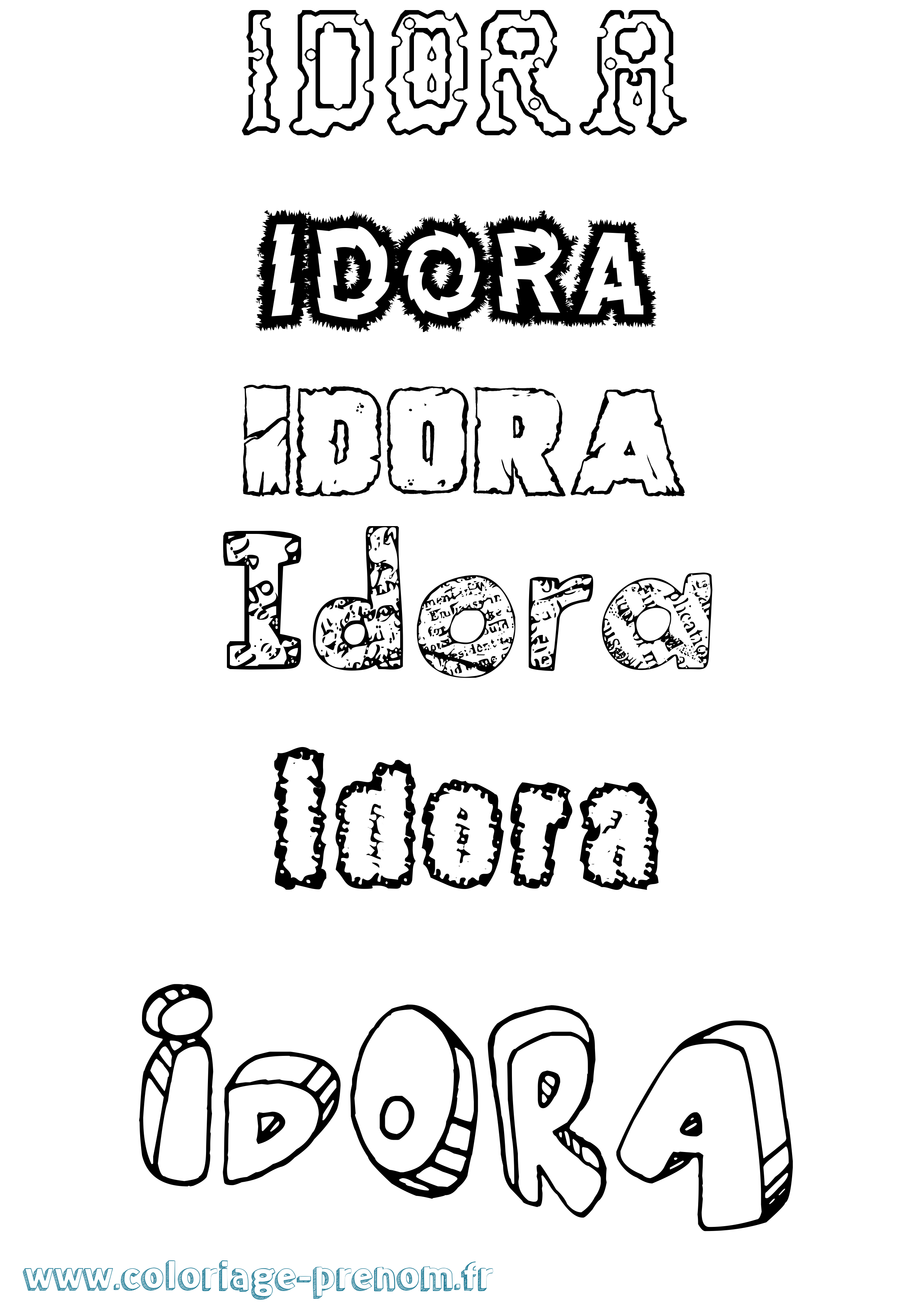 Coloriage Idora Destructuré Coloriage prénom Idora Destructuré