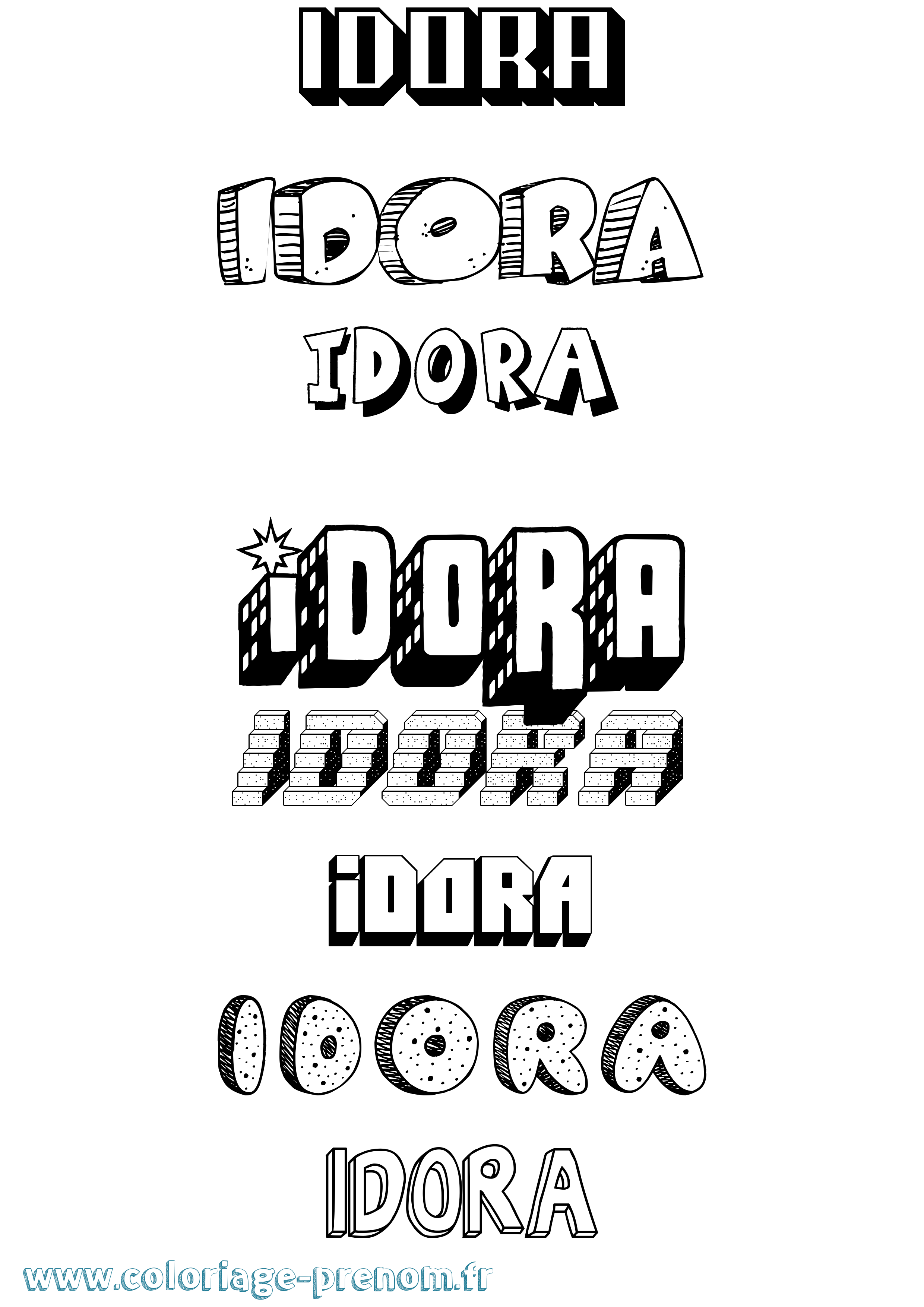 Coloriage Idora Effet 3D Coloriage prénom Idora Effet 3D