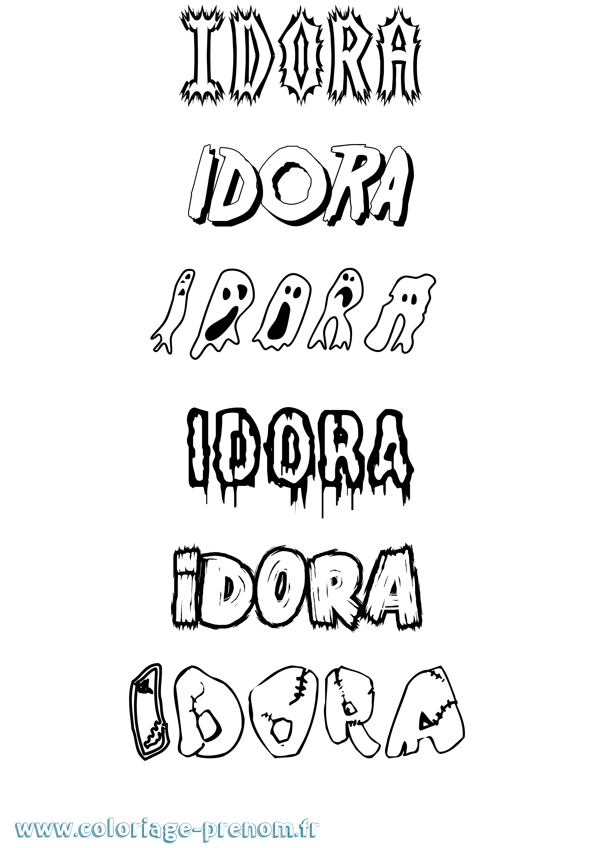 Coloriage Idora Frisson Coloriage prénom Idora Frisson