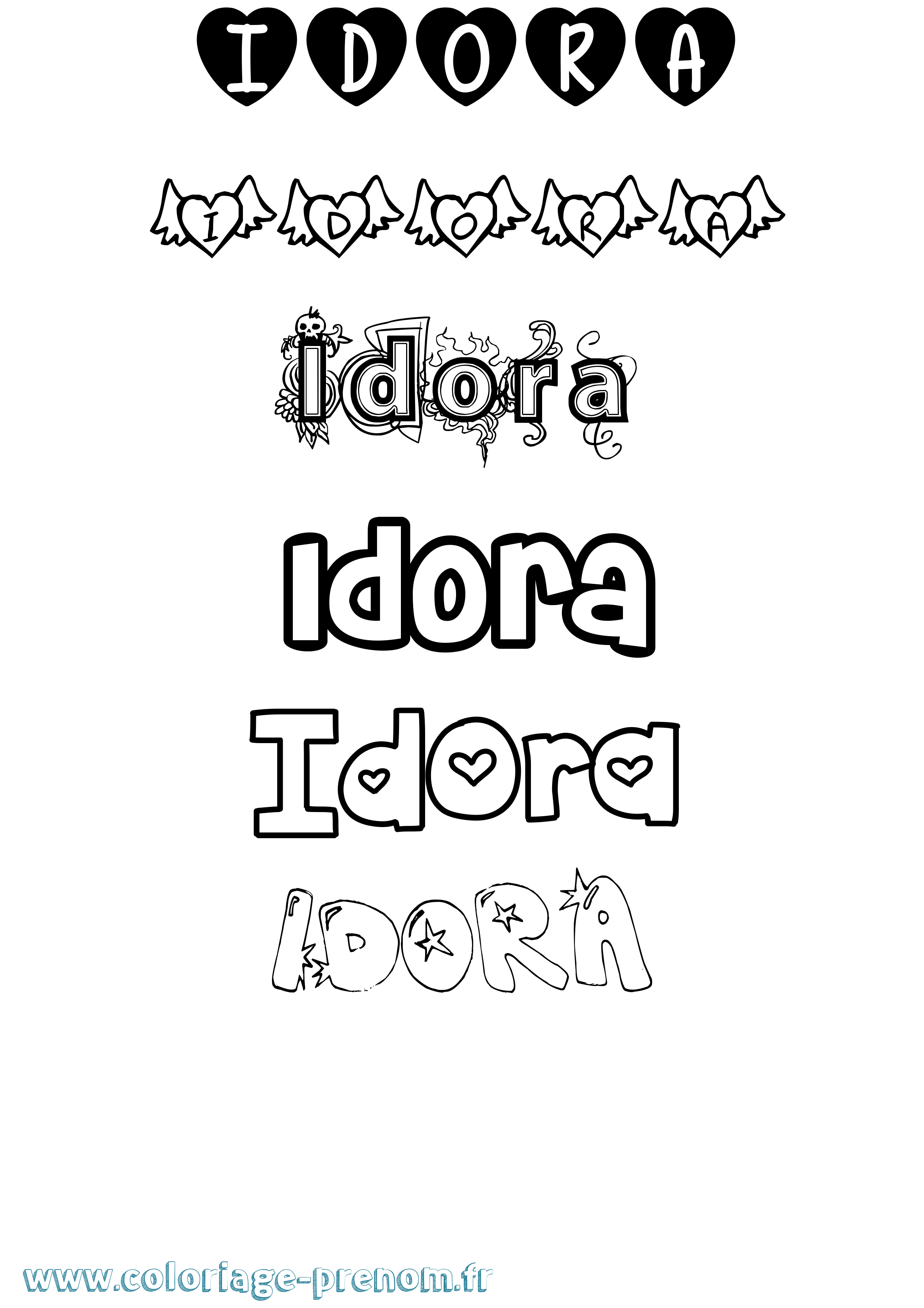Coloriage Idora Girly Coloriage prénom Idora Girly