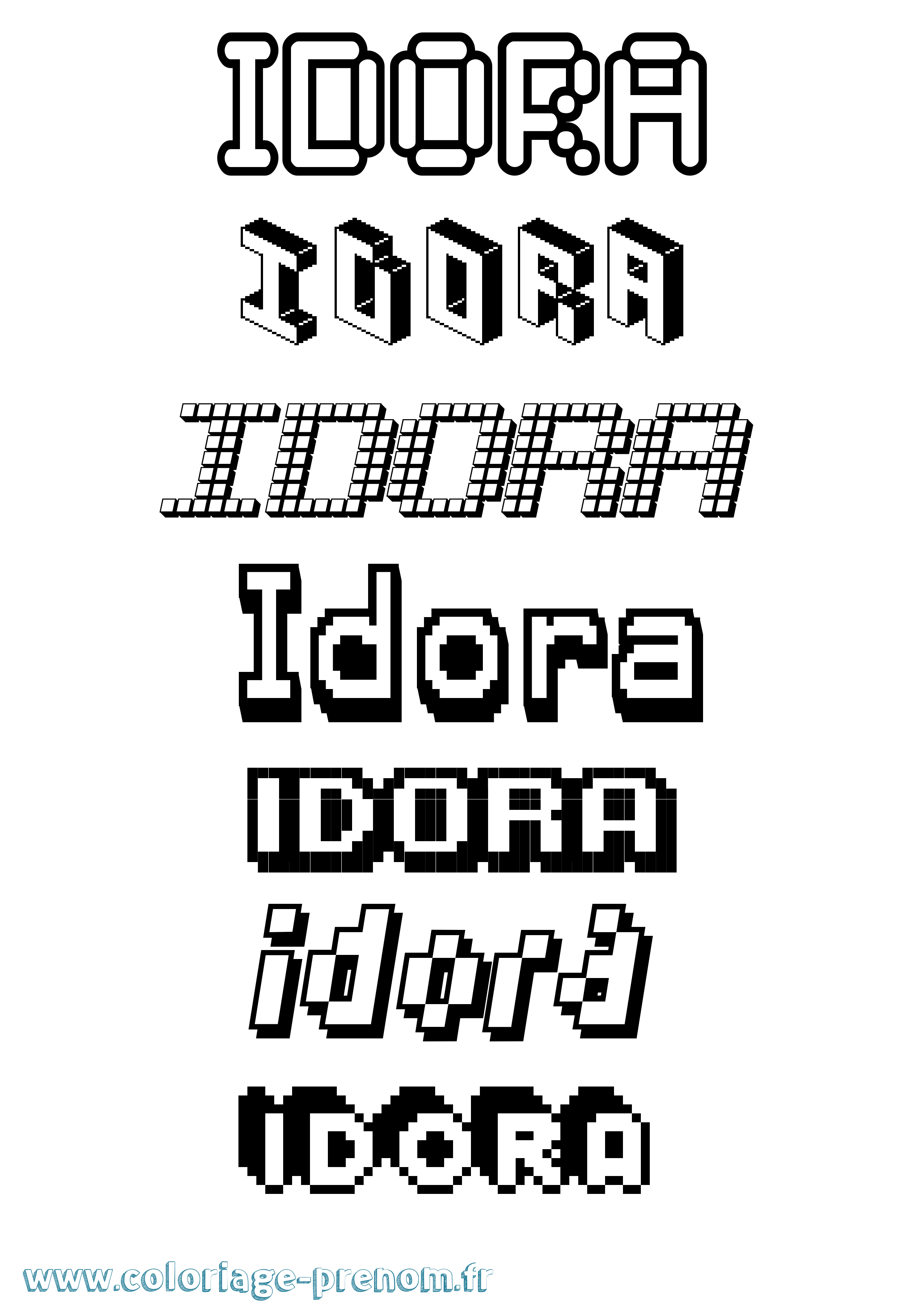 Coloriage Idora Pixel Coloriage prénom Idora Pixel