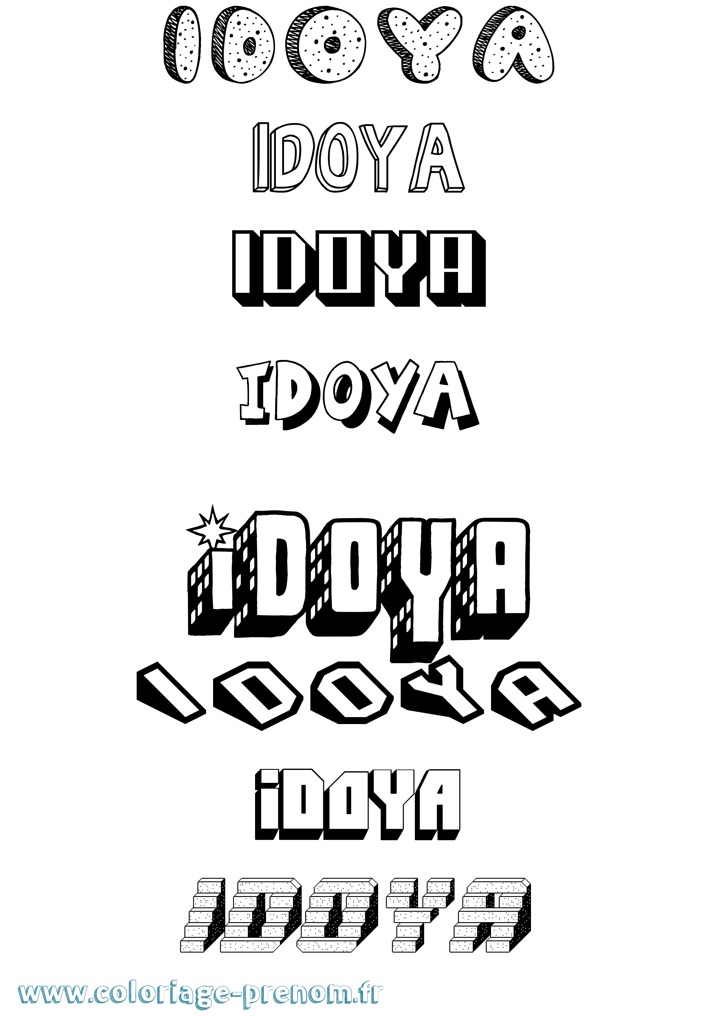 Coloriage Idoya Effet 3D Coloriage prénom Idoya Effet 3D