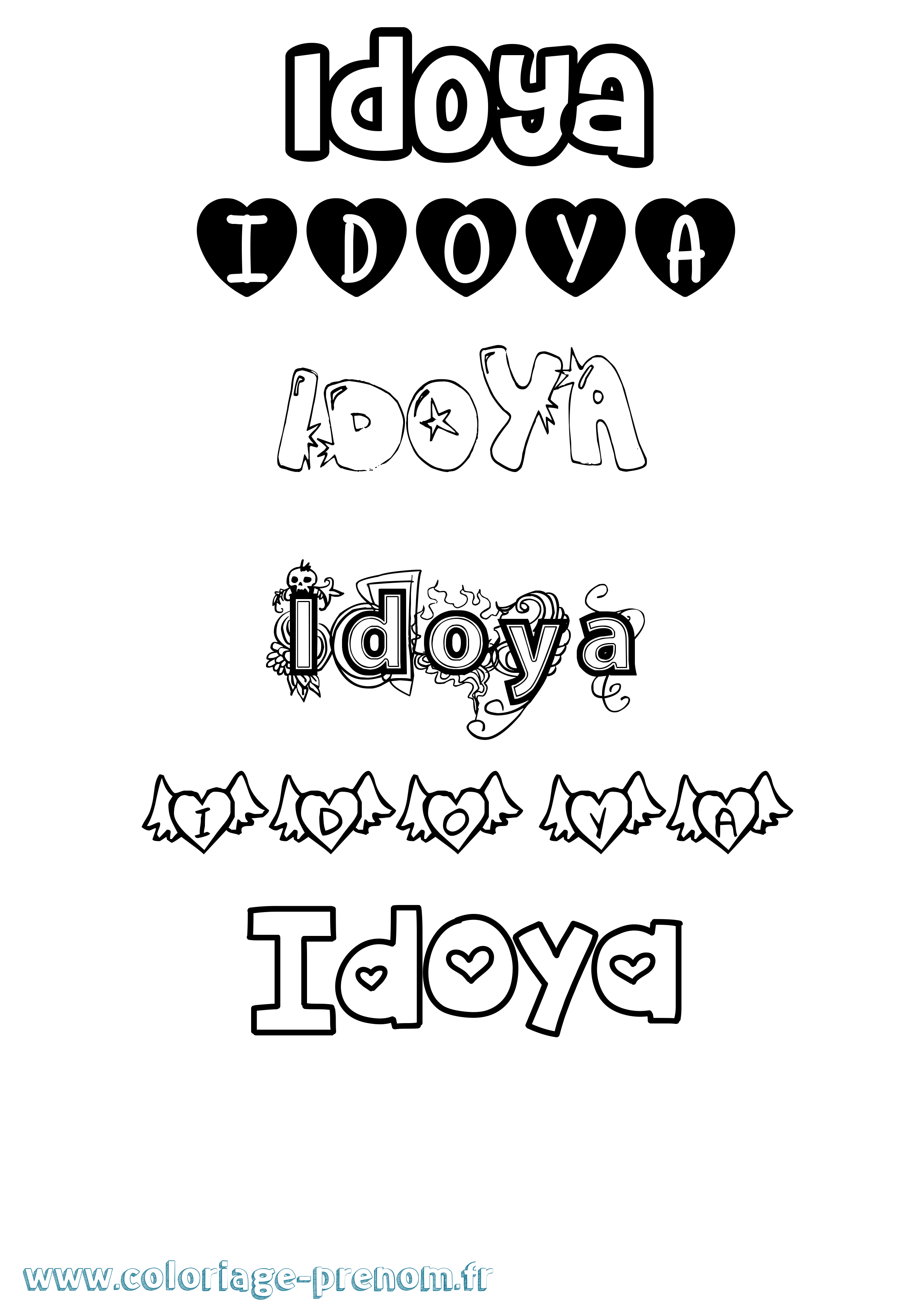 Coloriage Idoya Girly Coloriage prénom Idoya Girly