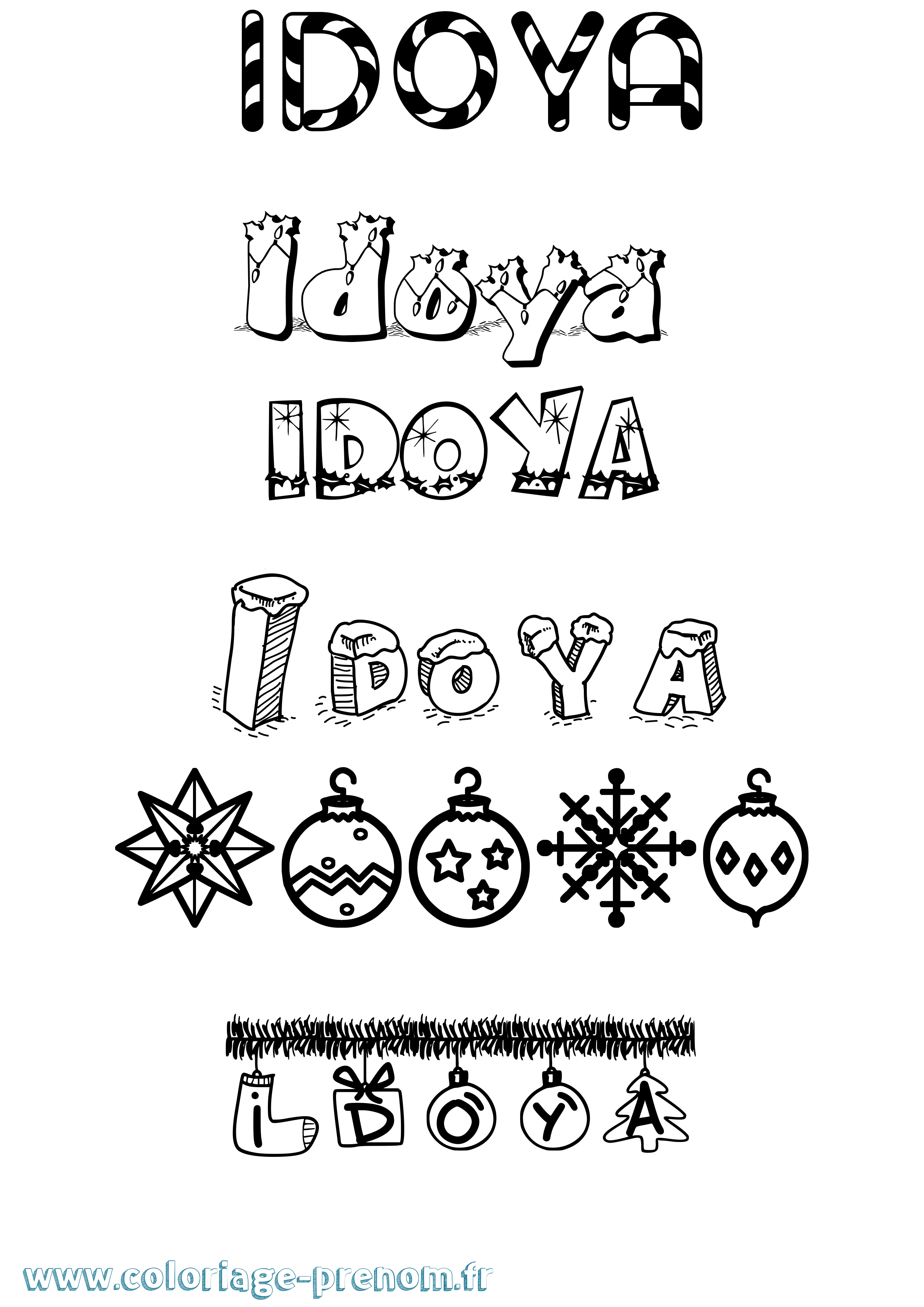 Coloriage Idoya Noël Coloriage prénom Idoya Noël