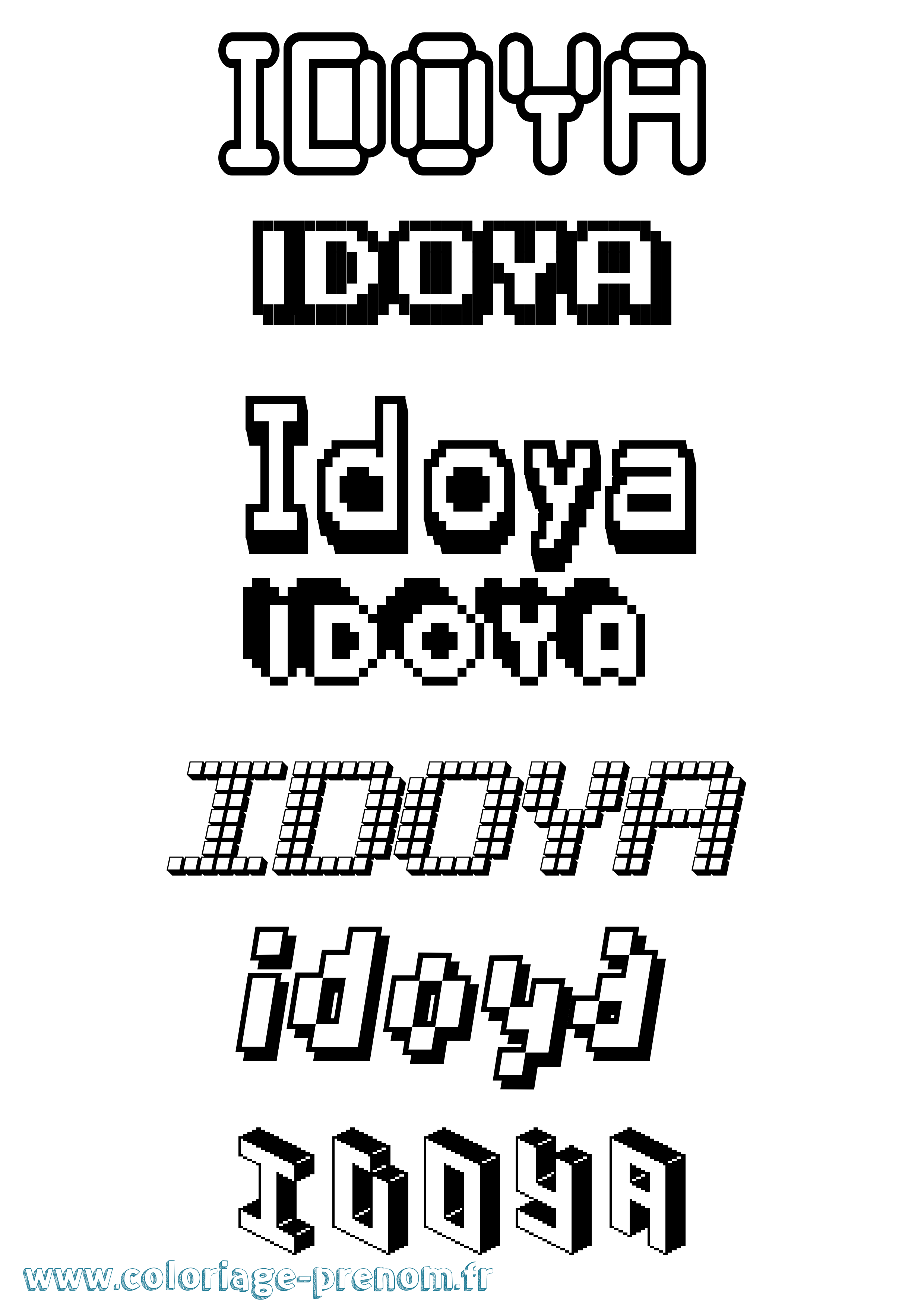 Coloriage Idoya Pixel Coloriage prénom Idoya Pixel
