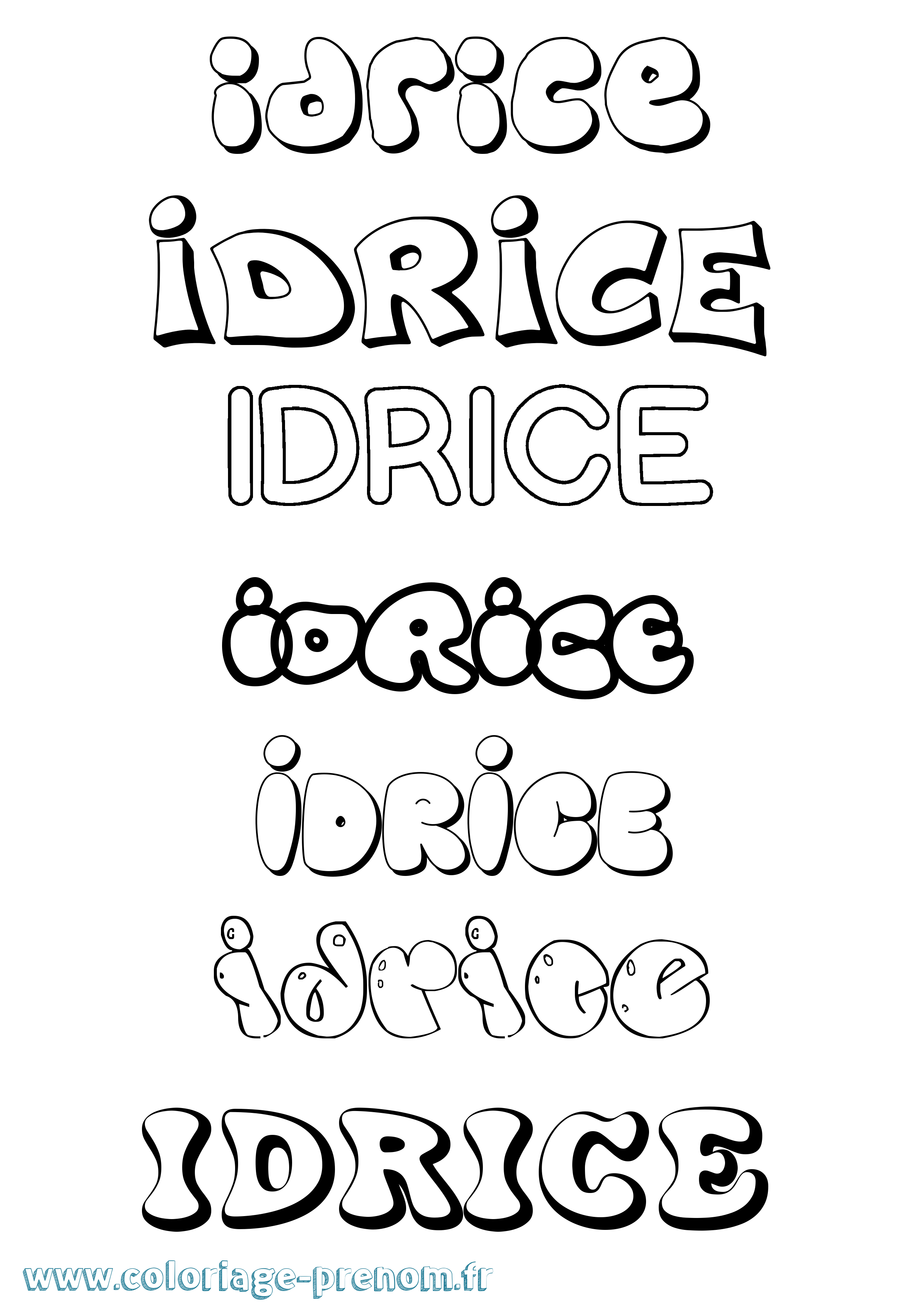 Coloriage Idrice Bubble Coloriage prénom Idrice Bubble