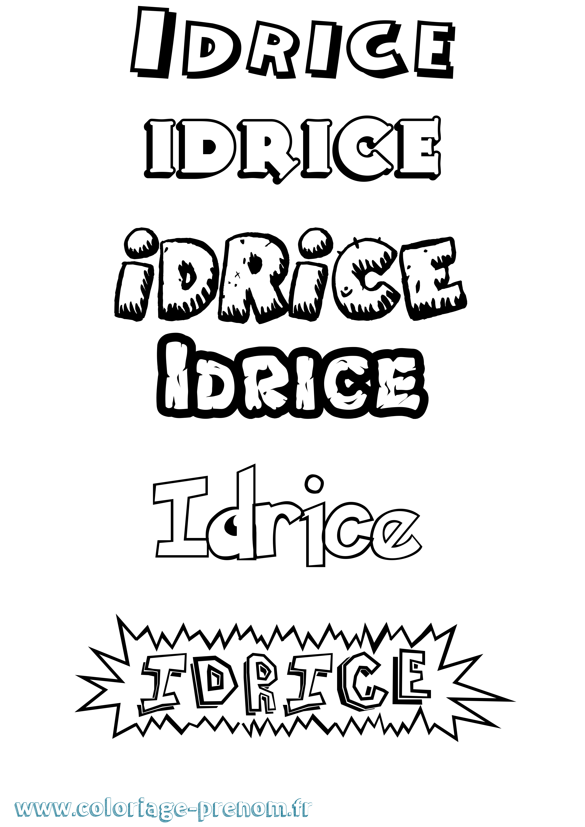 Coloriage Idrice Dessin Animé Coloriage prénom Idrice Dessin Animé