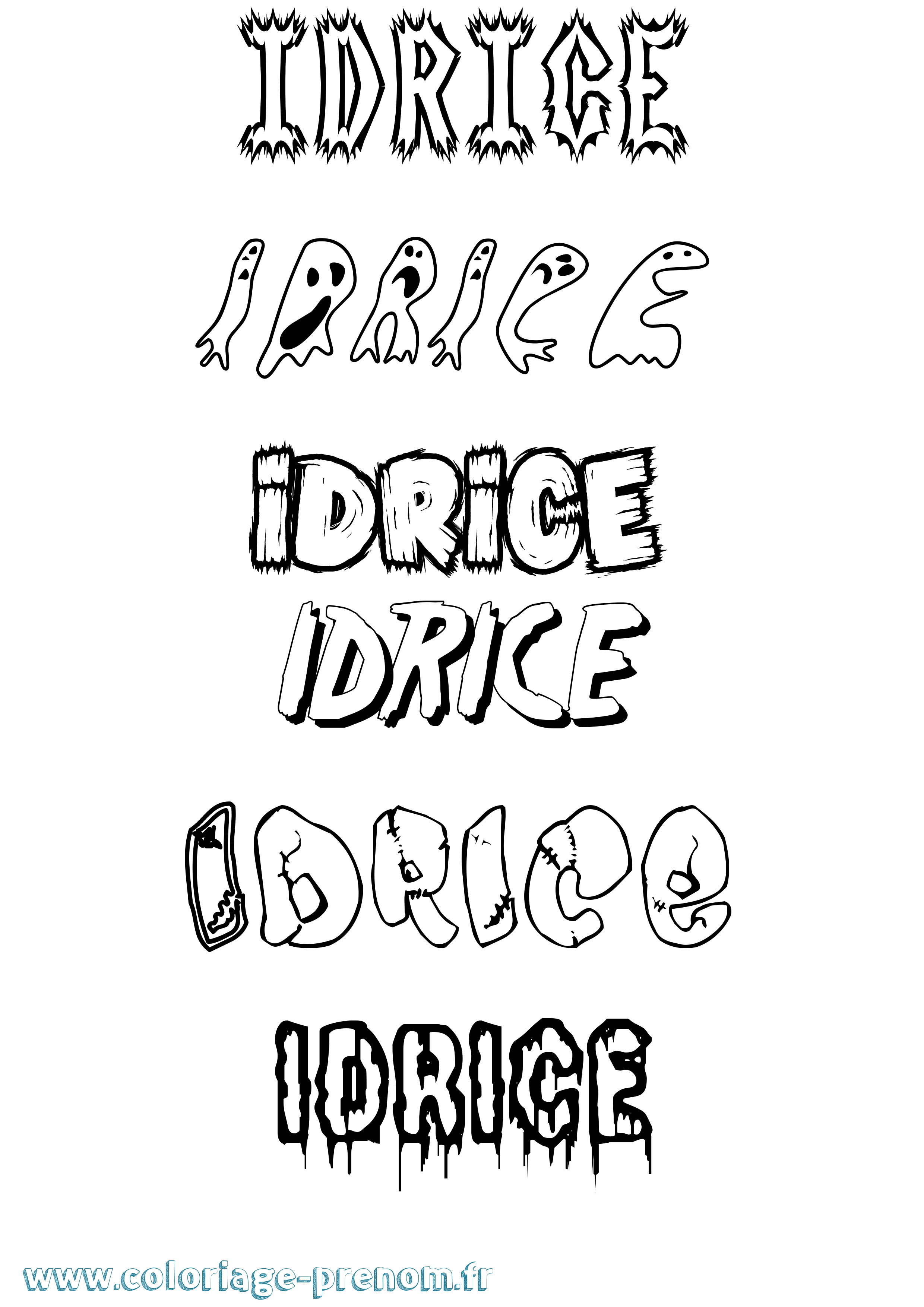 Coloriage Idrice Frisson Coloriage prénom Idrice Frisson