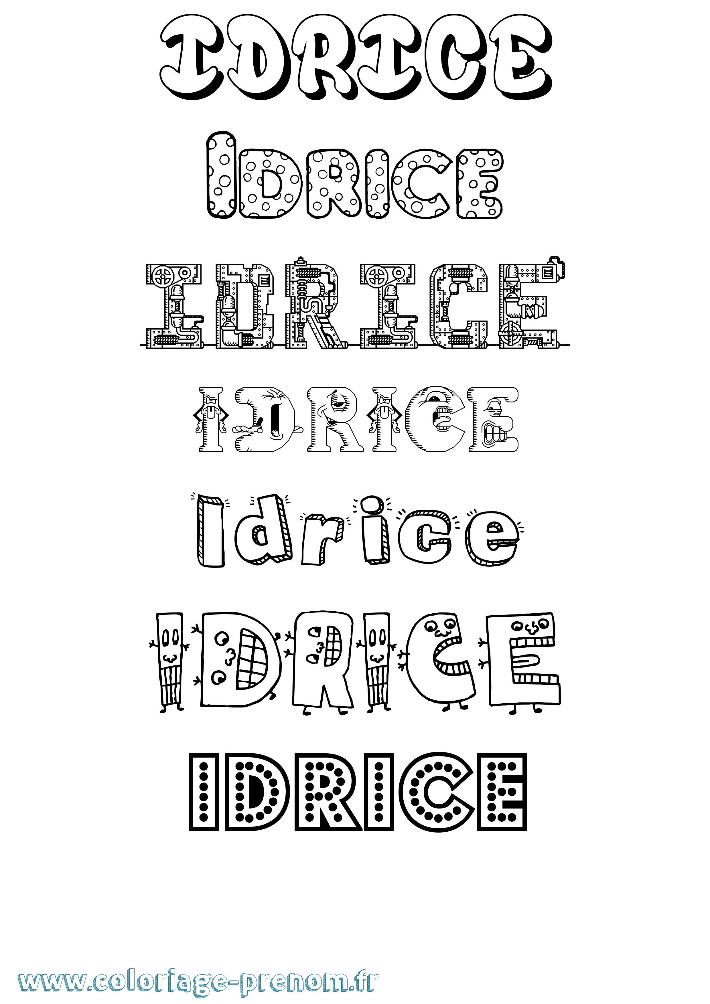 Coloriage Idrice Fun Coloriage prénom Idrice Fun