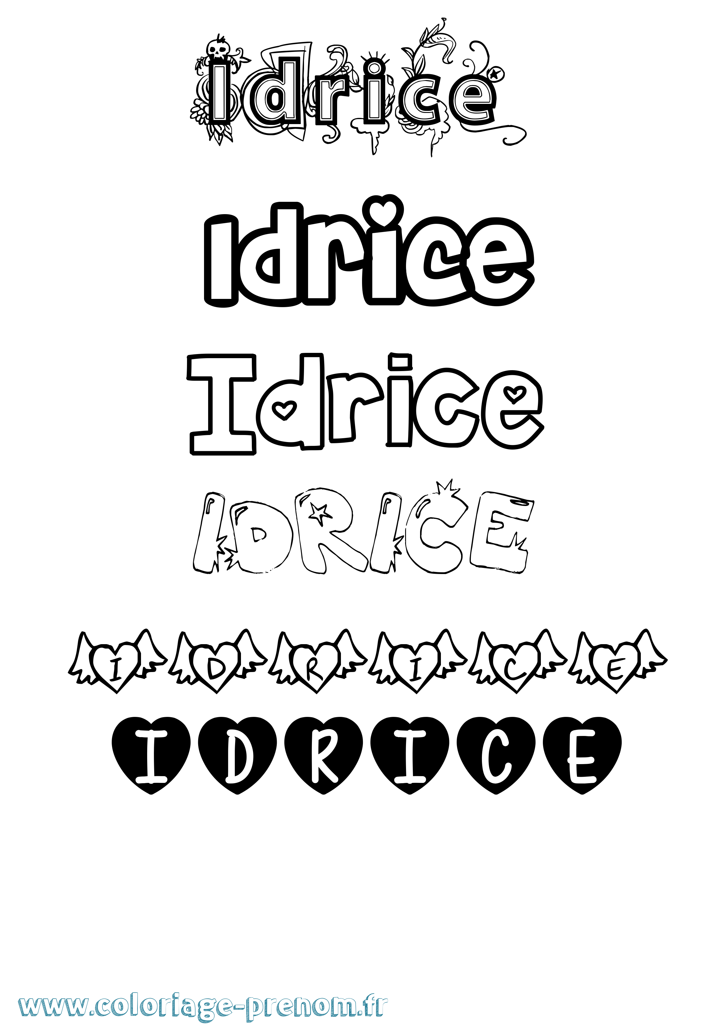 Coloriage Idrice Girly Coloriage prénom Idrice Girly
