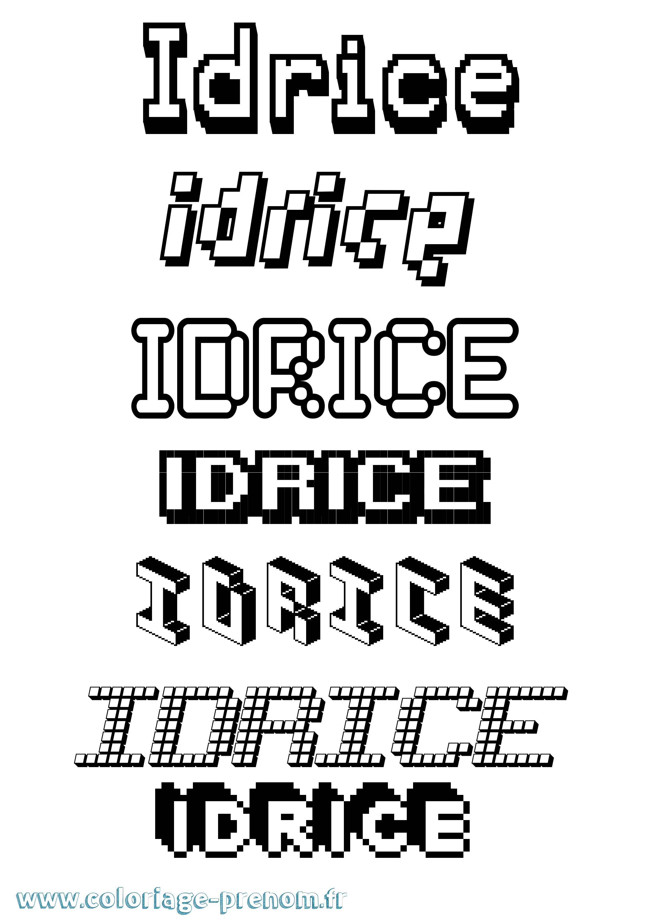 Coloriage Idrice Pixel Coloriage prénom Idrice Pixel