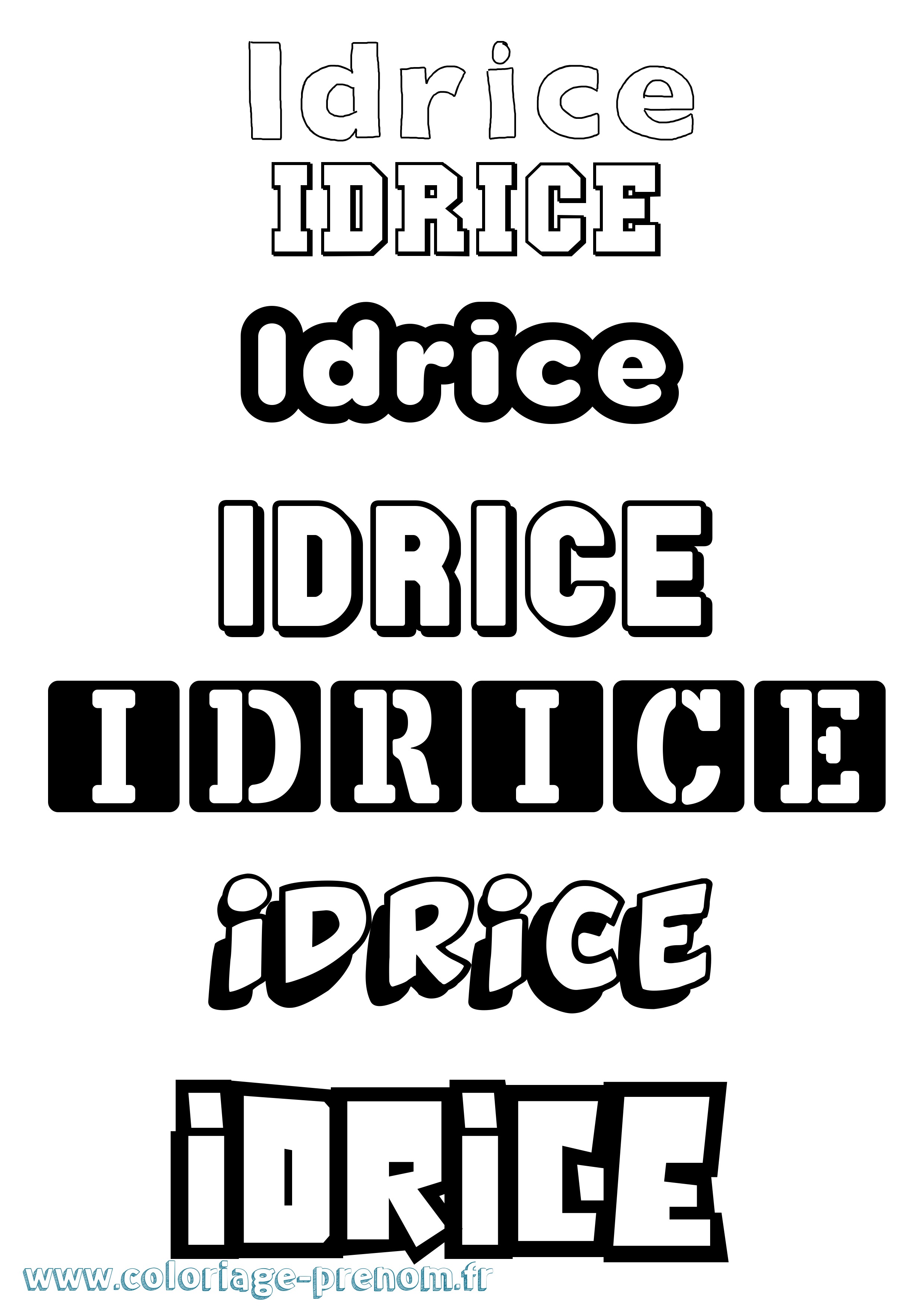 Coloriage Idrice Simple Coloriage prénom Idrice Simple