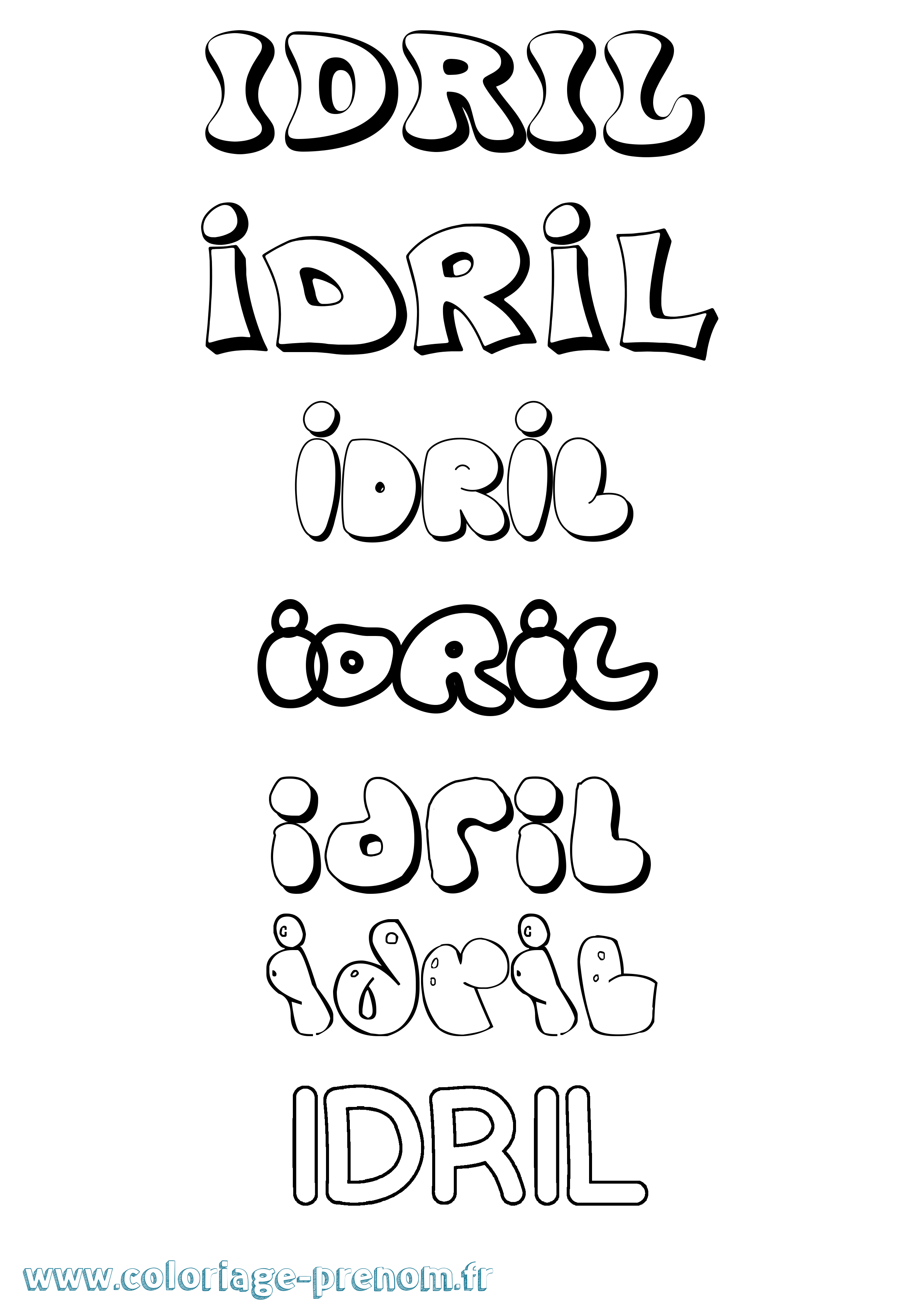Coloriage Idril Bubble Coloriage prénom Idril Bubble