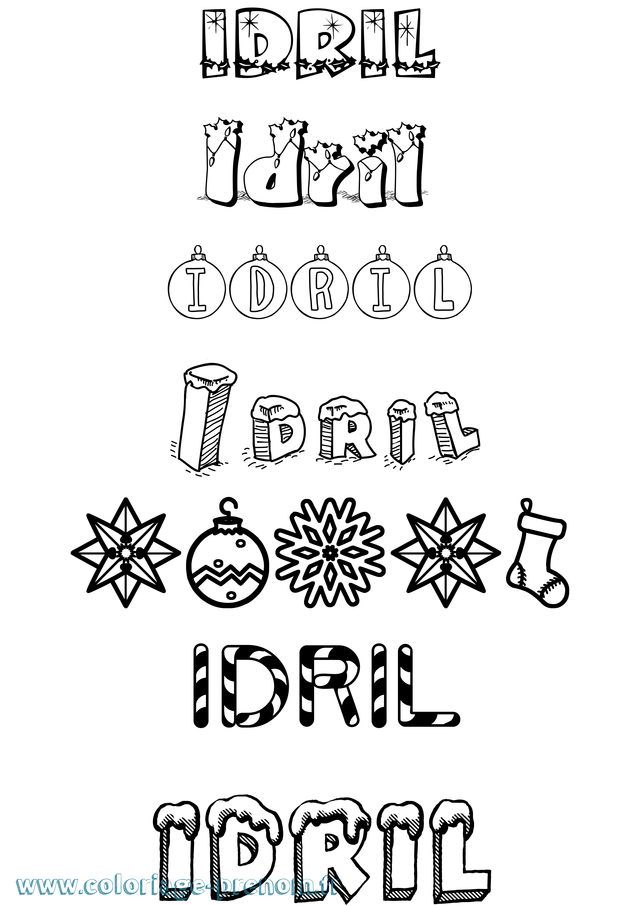 Coloriage Idril Noël Coloriage prénom Idril Noël