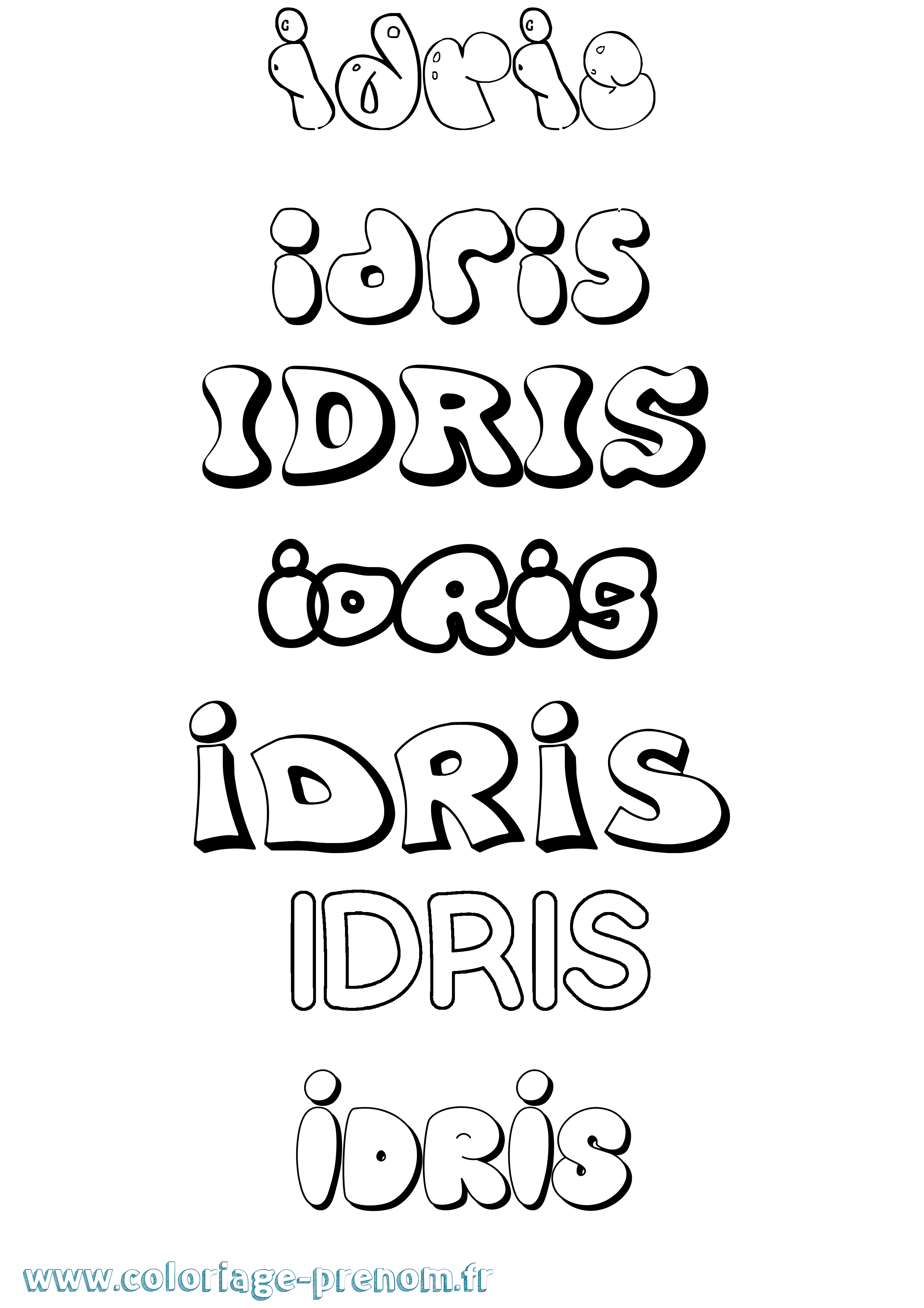 Coloriage Idris Bubble Coloriage prénom Idris Bubble