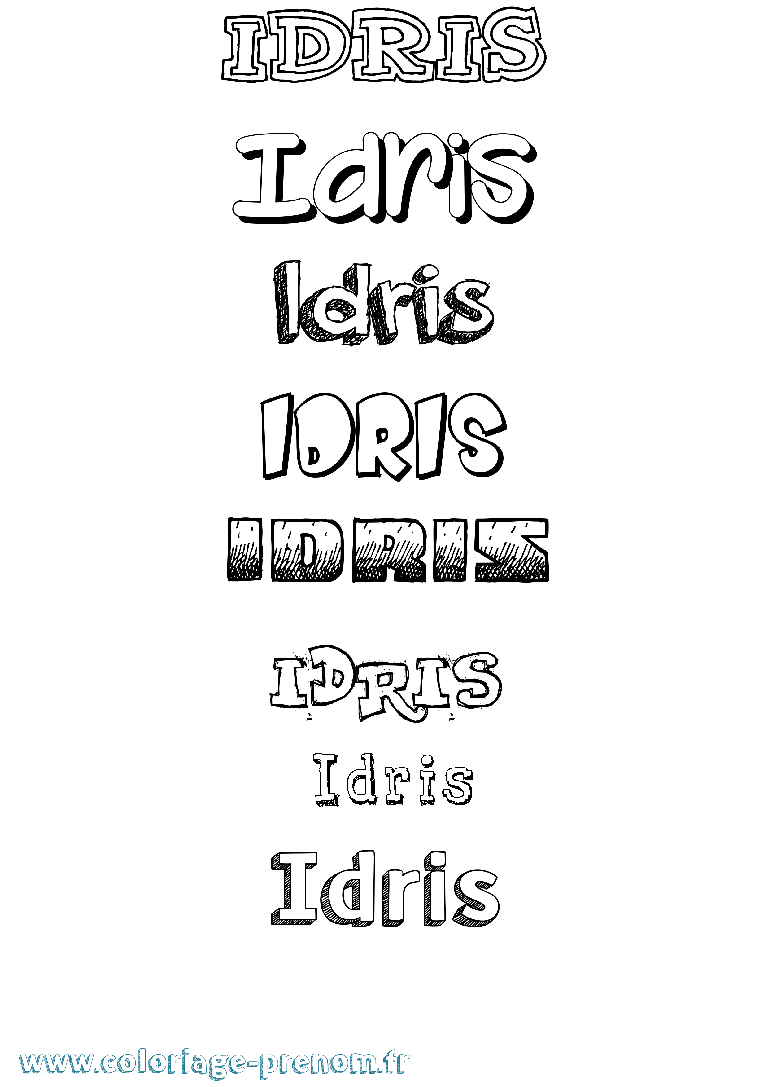 Coloriage Idris Dessiné Coloriage prénom Idris Dessiné