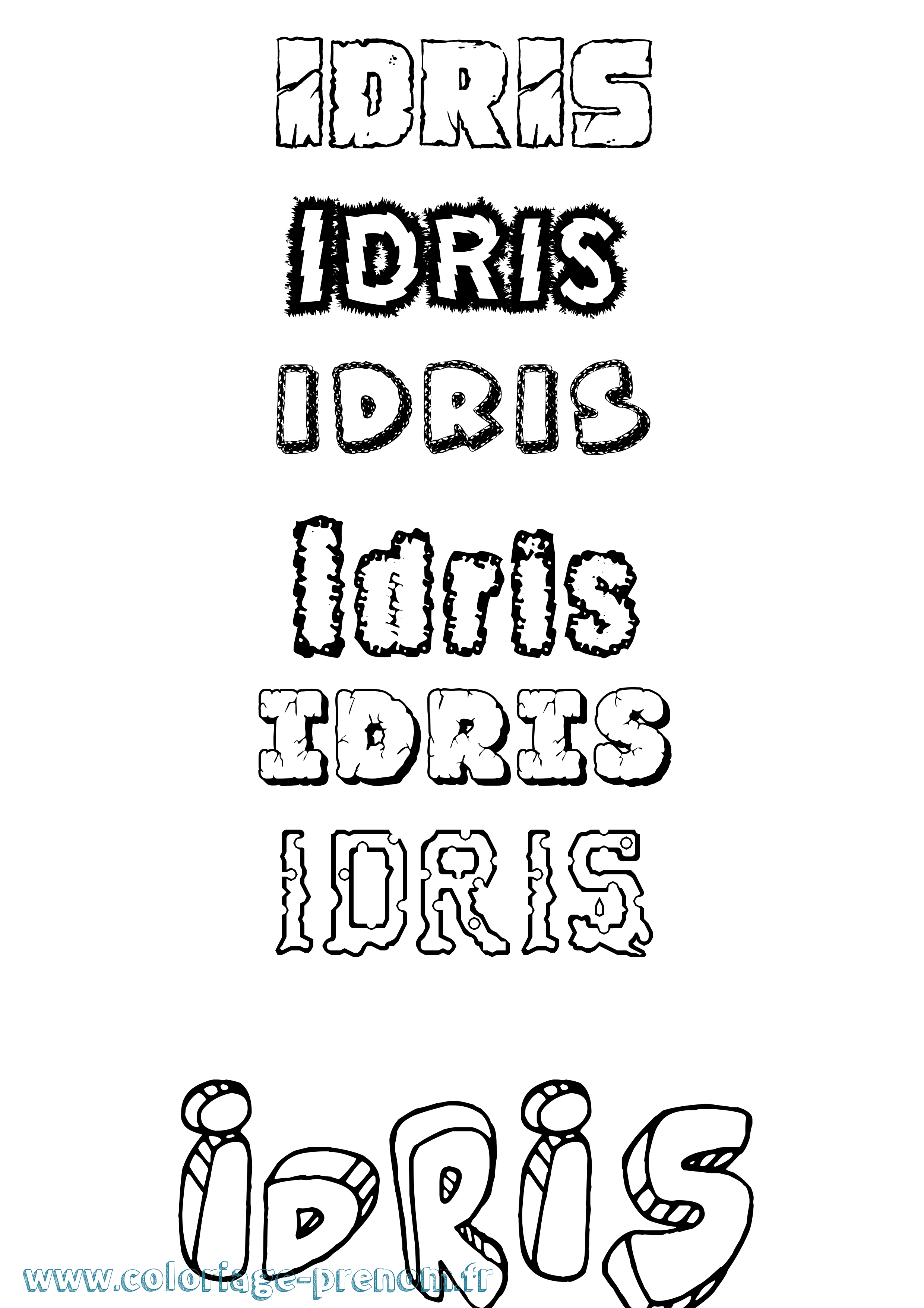Coloriage Idris Destructuré Coloriage prénom Idris Destructuré
