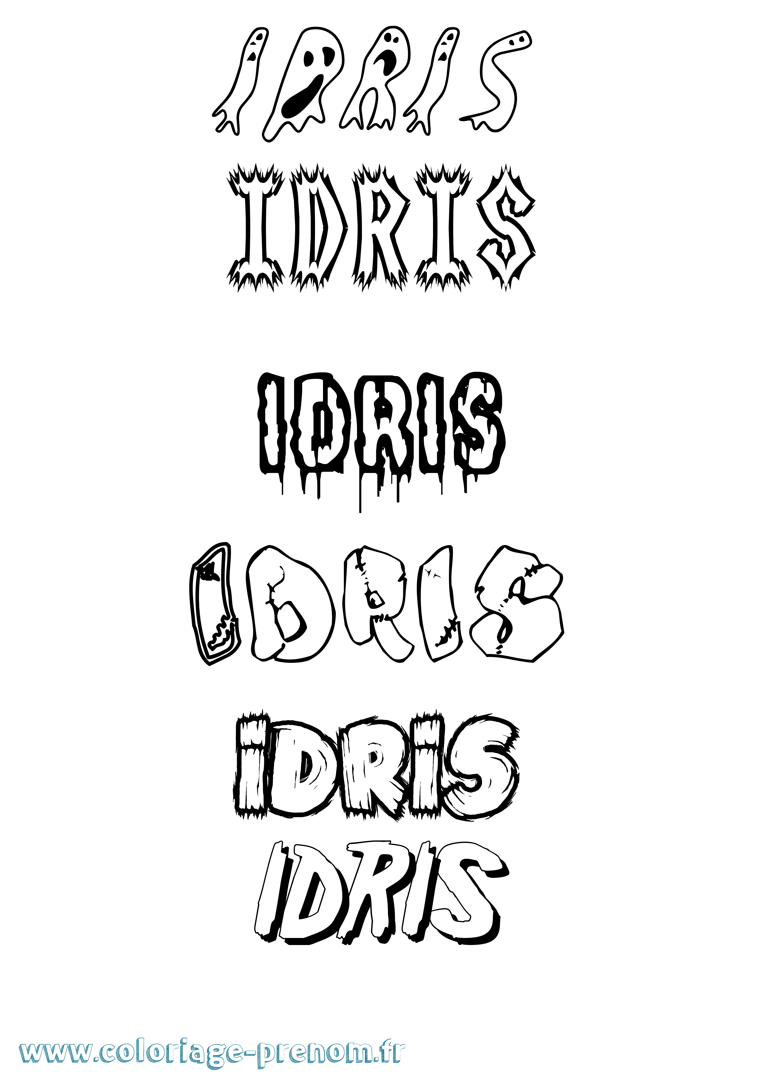 Coloriage Idris Frisson Coloriage prénom Idris Frisson
