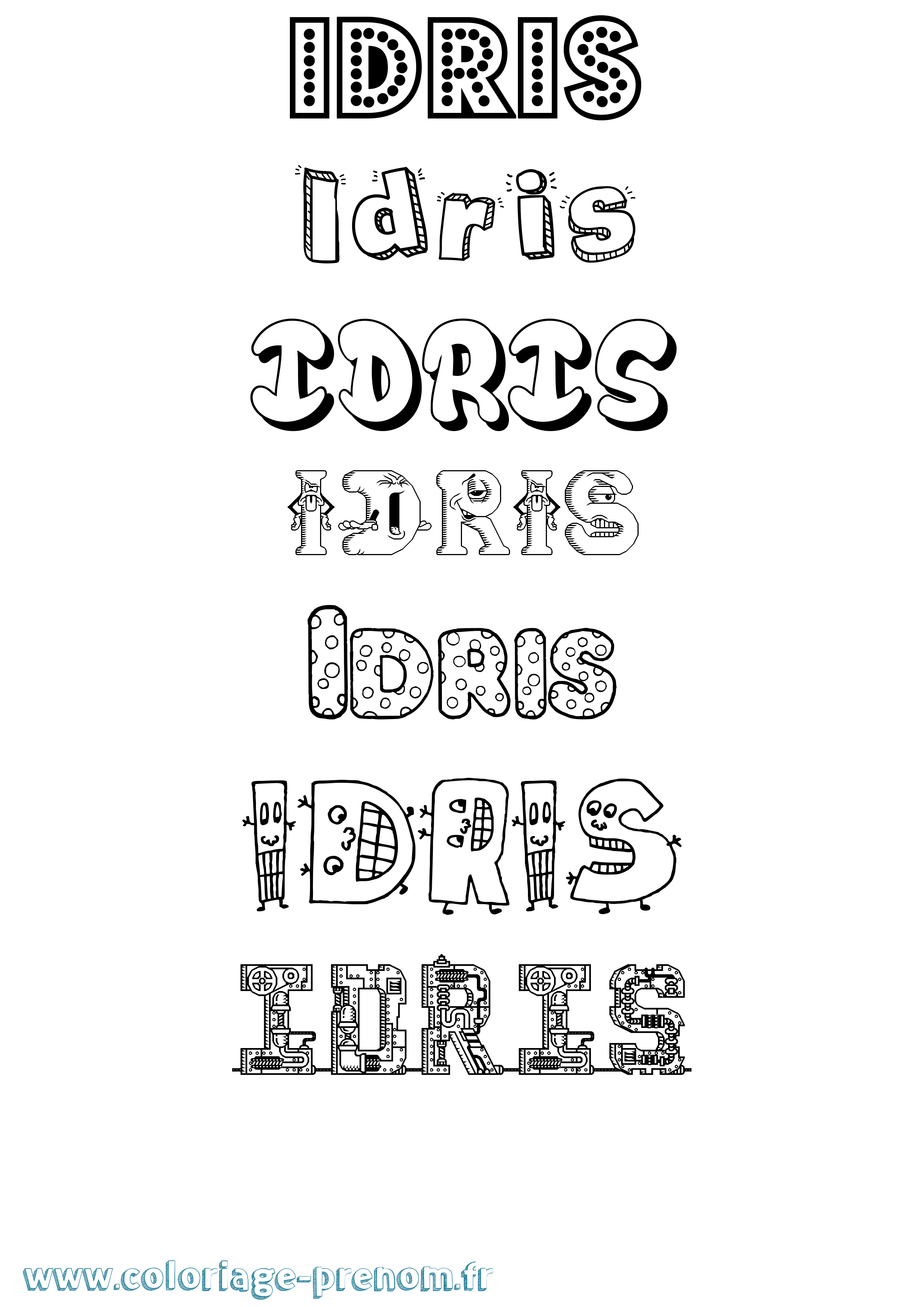 Coloriage Idris Fun Coloriage prénom Idris Fun