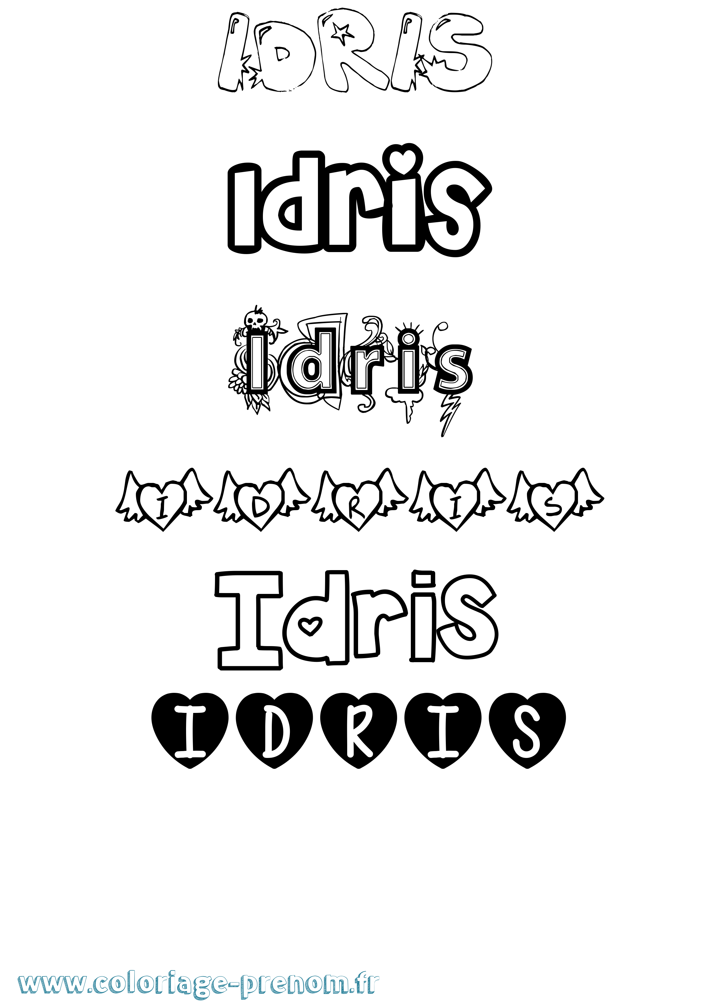 Coloriage Idris Girly Coloriage prénom Idris Girly