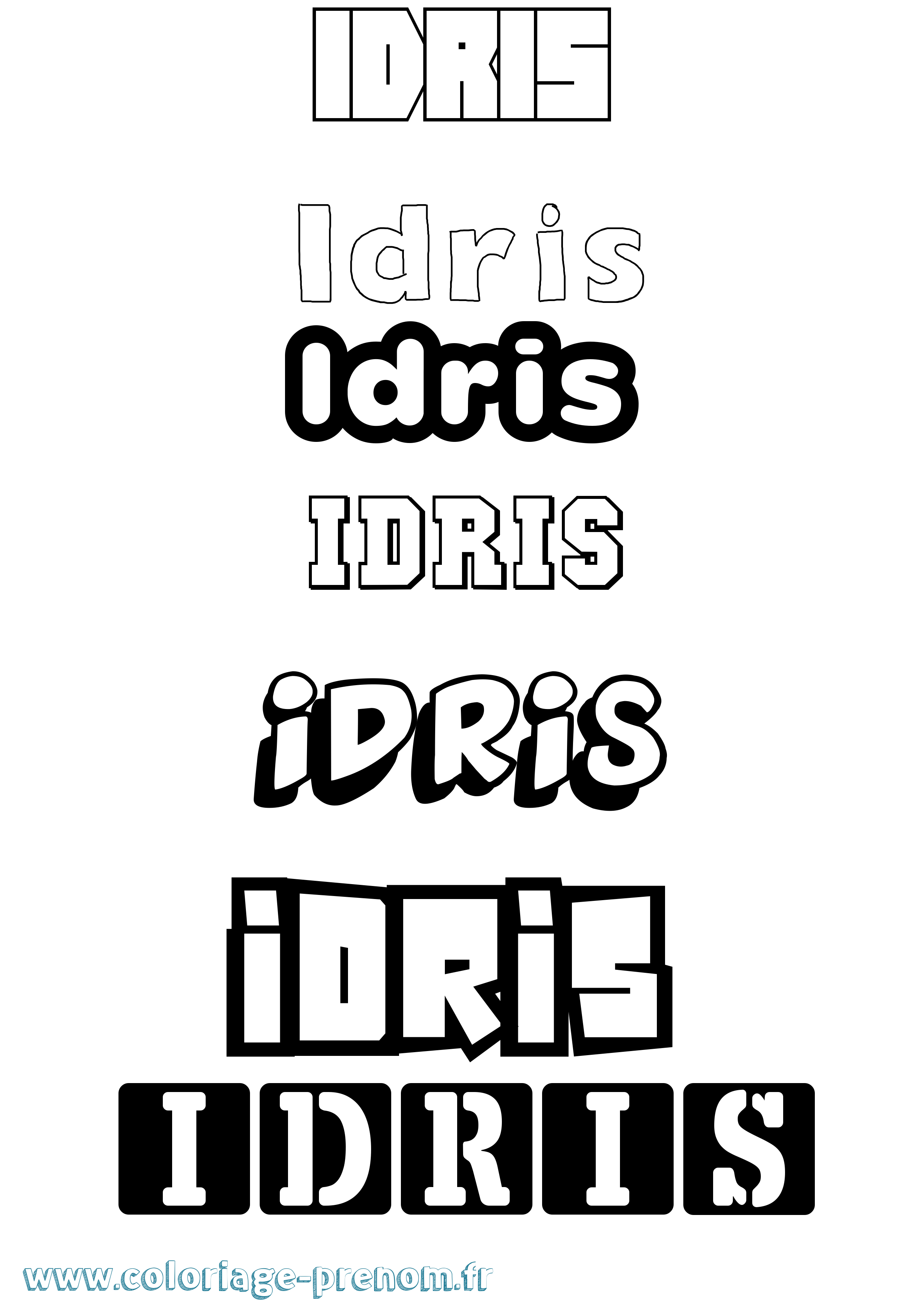 Coloriage Idris Simple Coloriage prénom Idris Simple