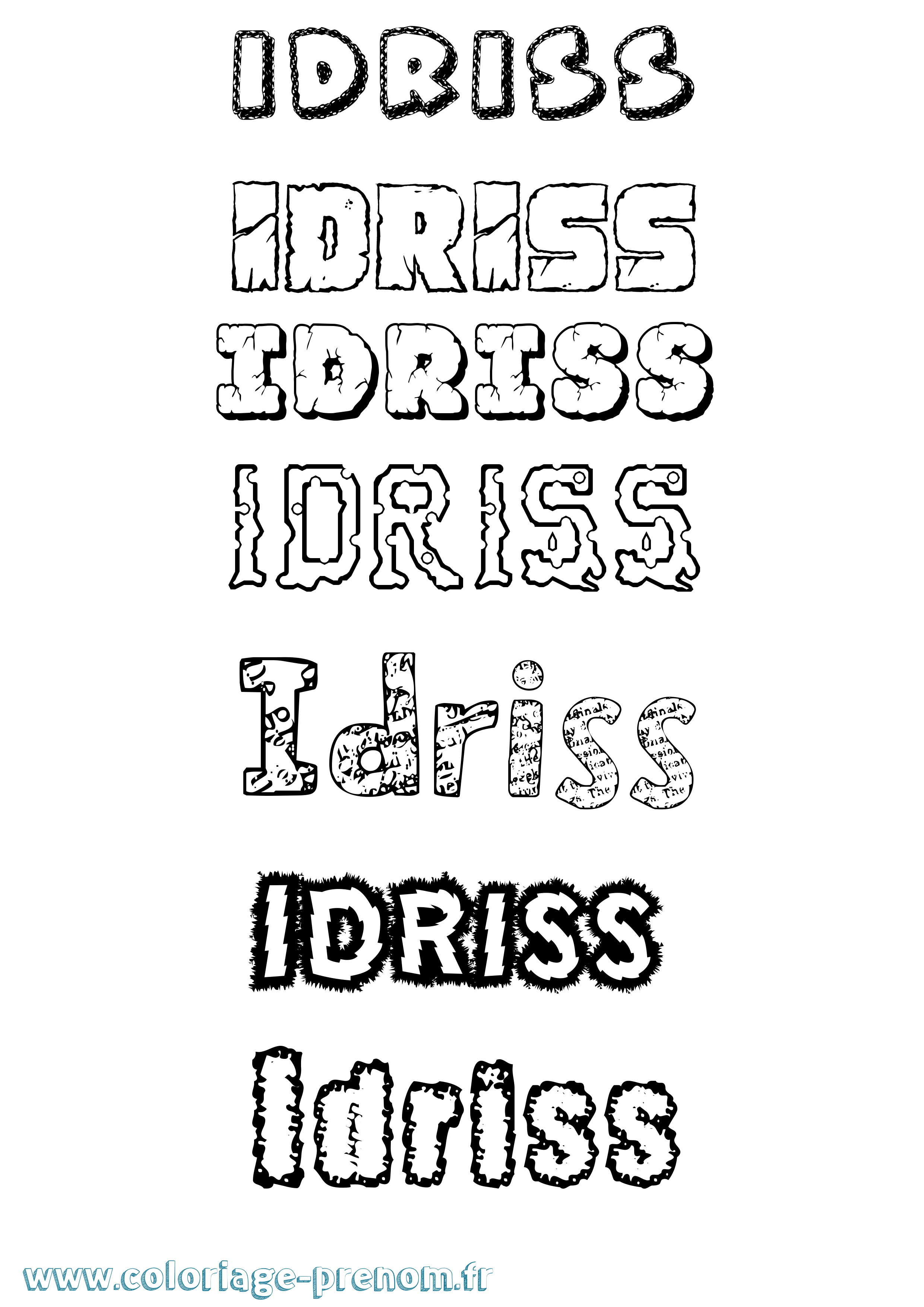 Coloriage prénom Idriss