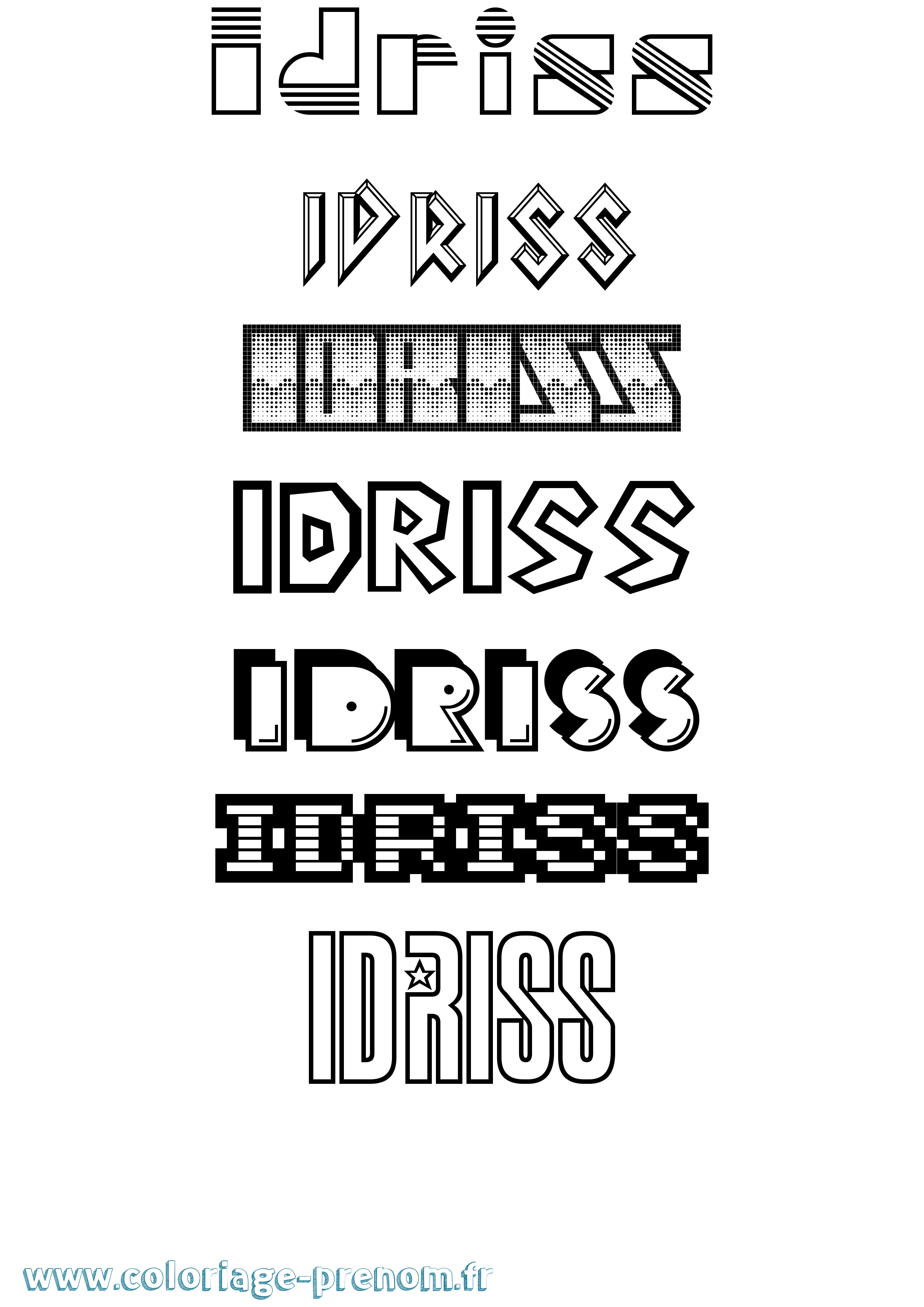 Coloriage prénom Idriss