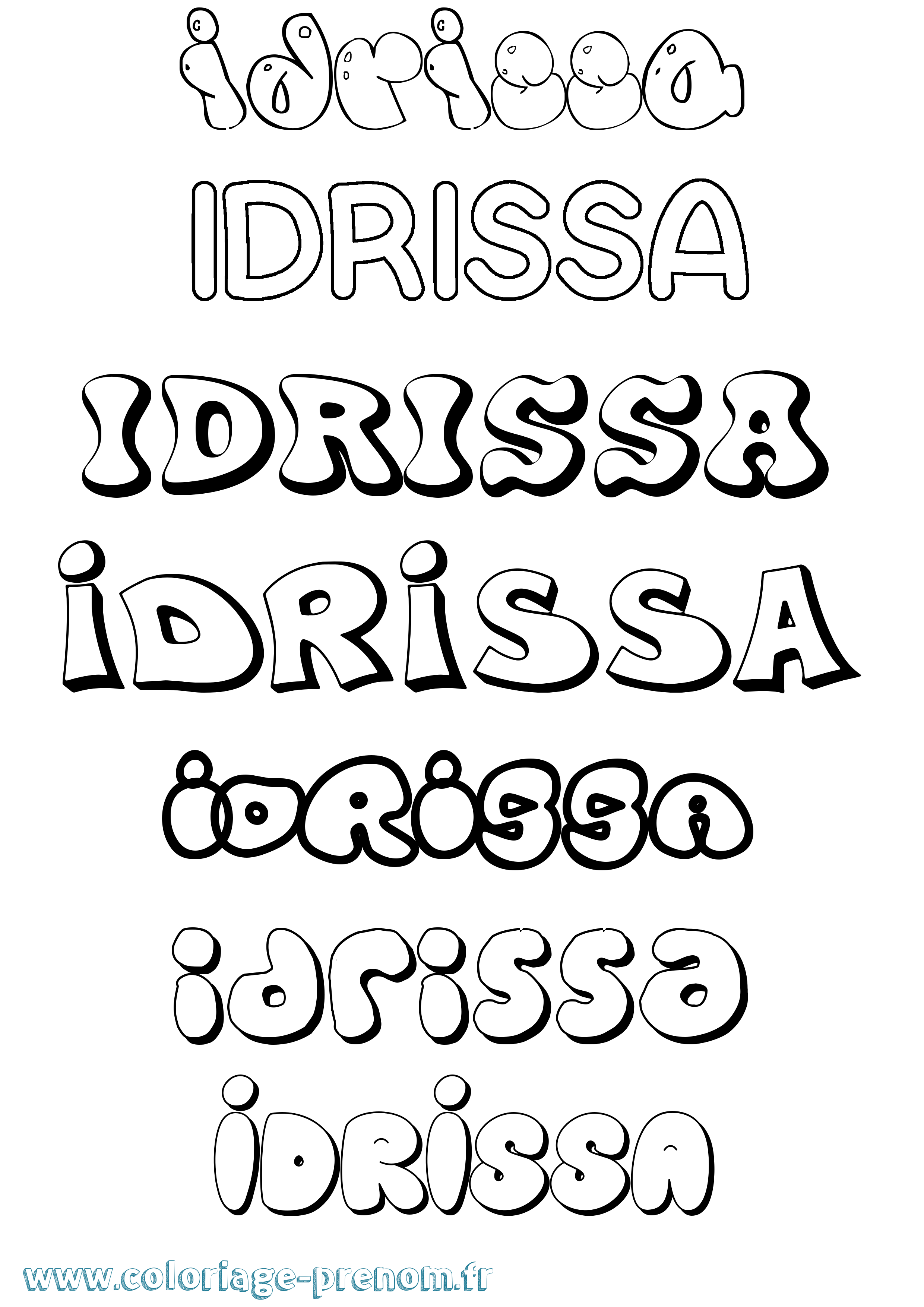 Coloriage prénom Idrissa Bubble