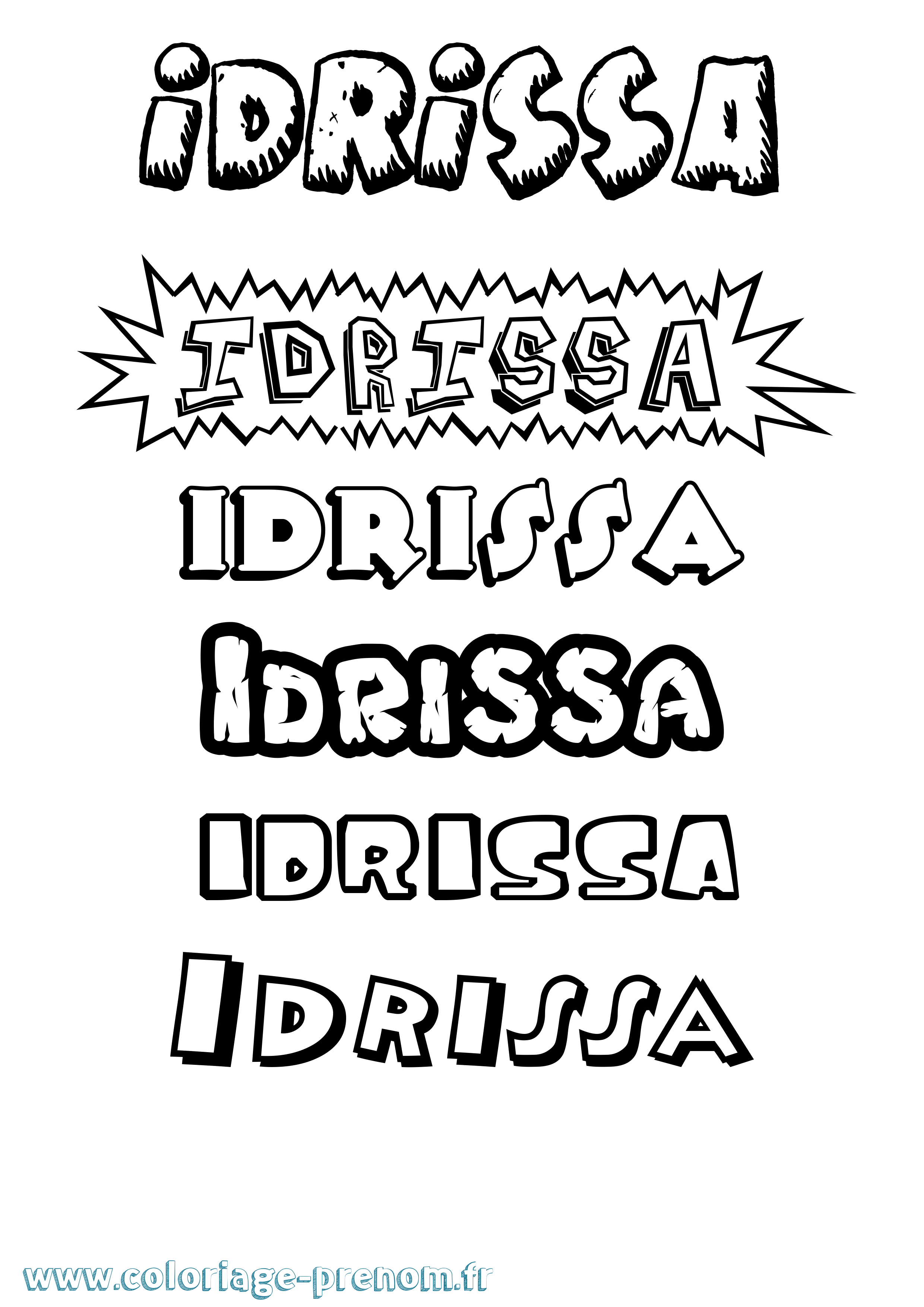 Coloriage Idrissa Dessin Animé Coloriage prénom Idrissa Dessin Animé