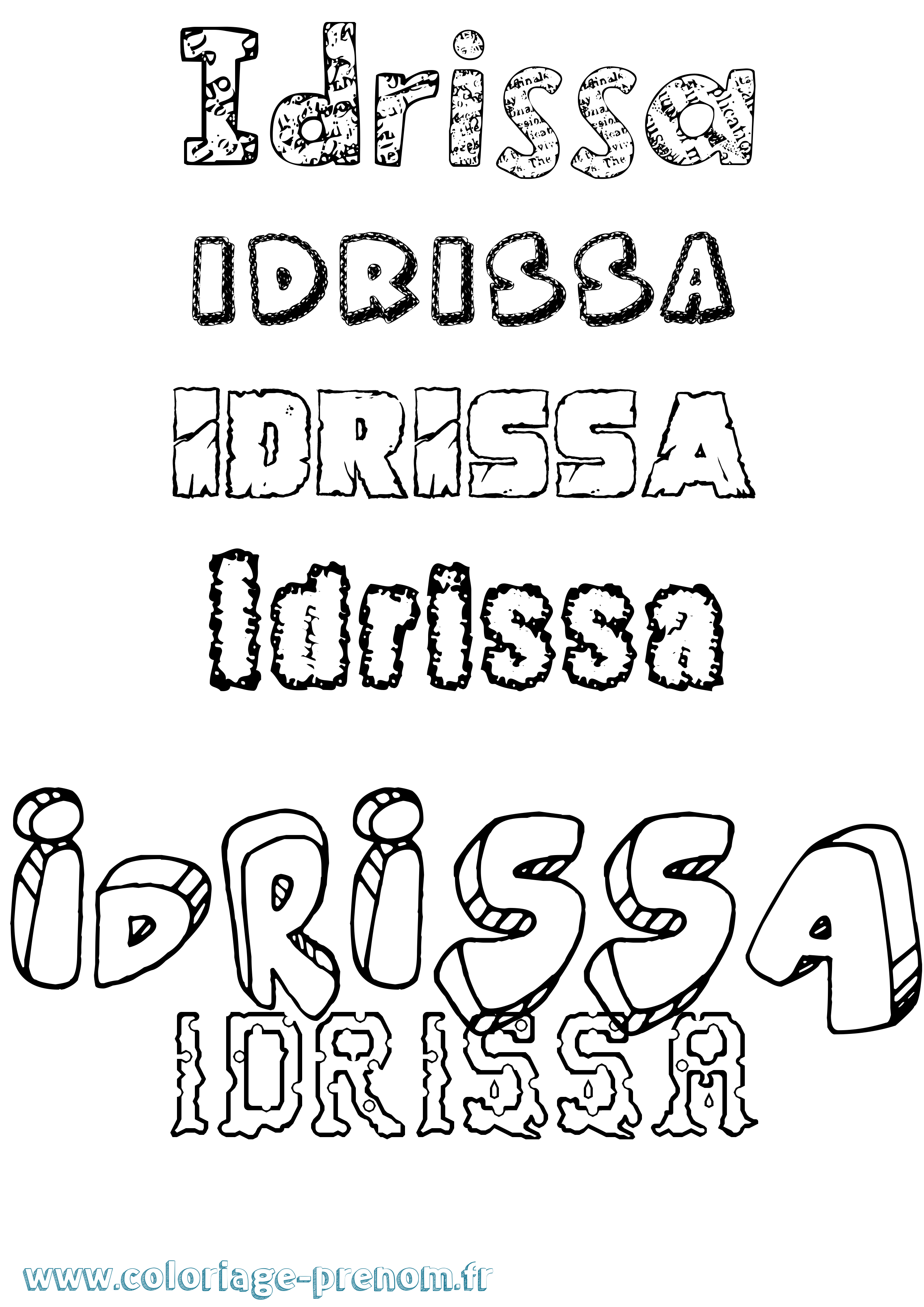 Coloriage prénom Idrissa Destructuré