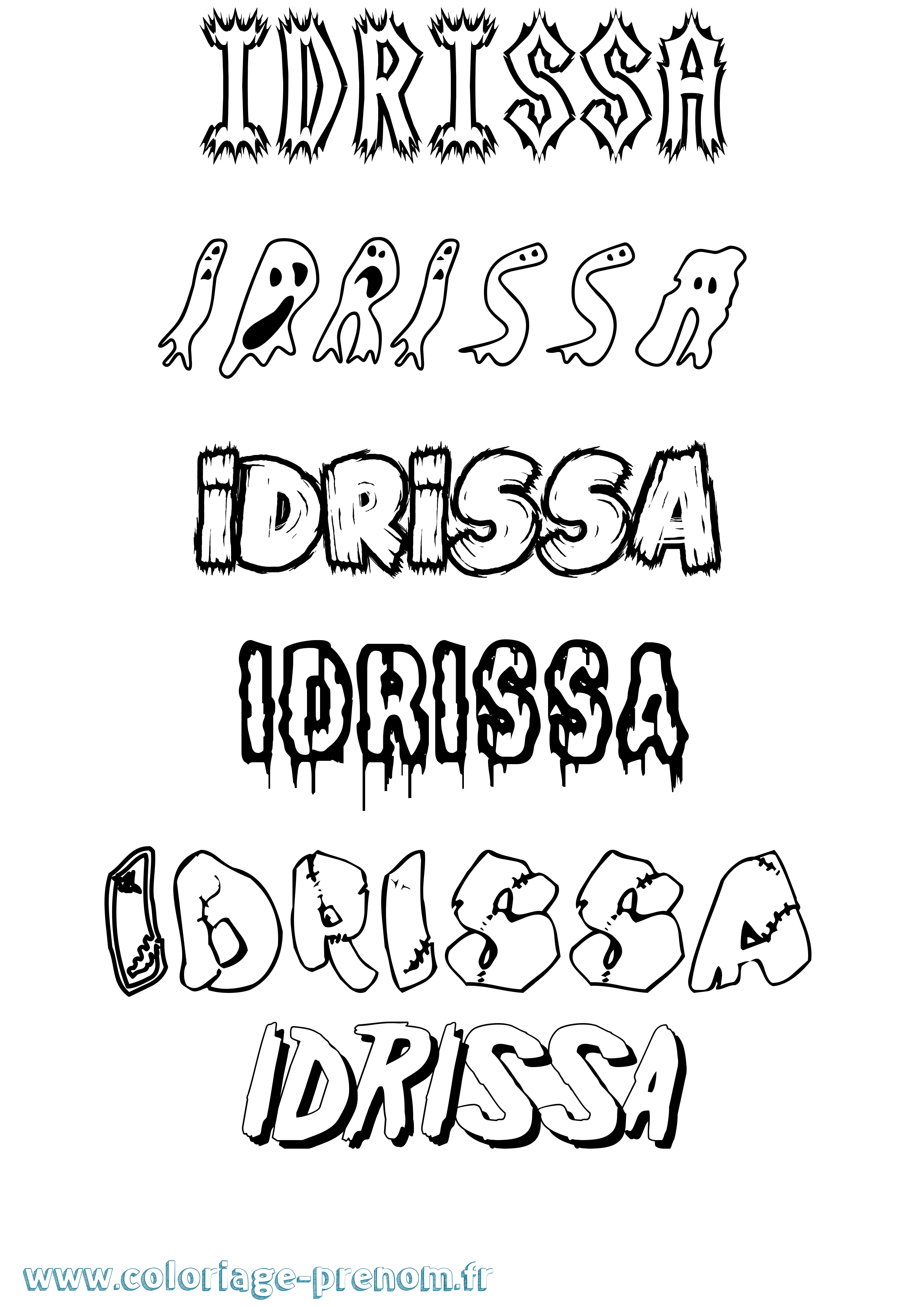 Coloriage Idrissa Frisson Coloriage prénom Idrissa Frisson
