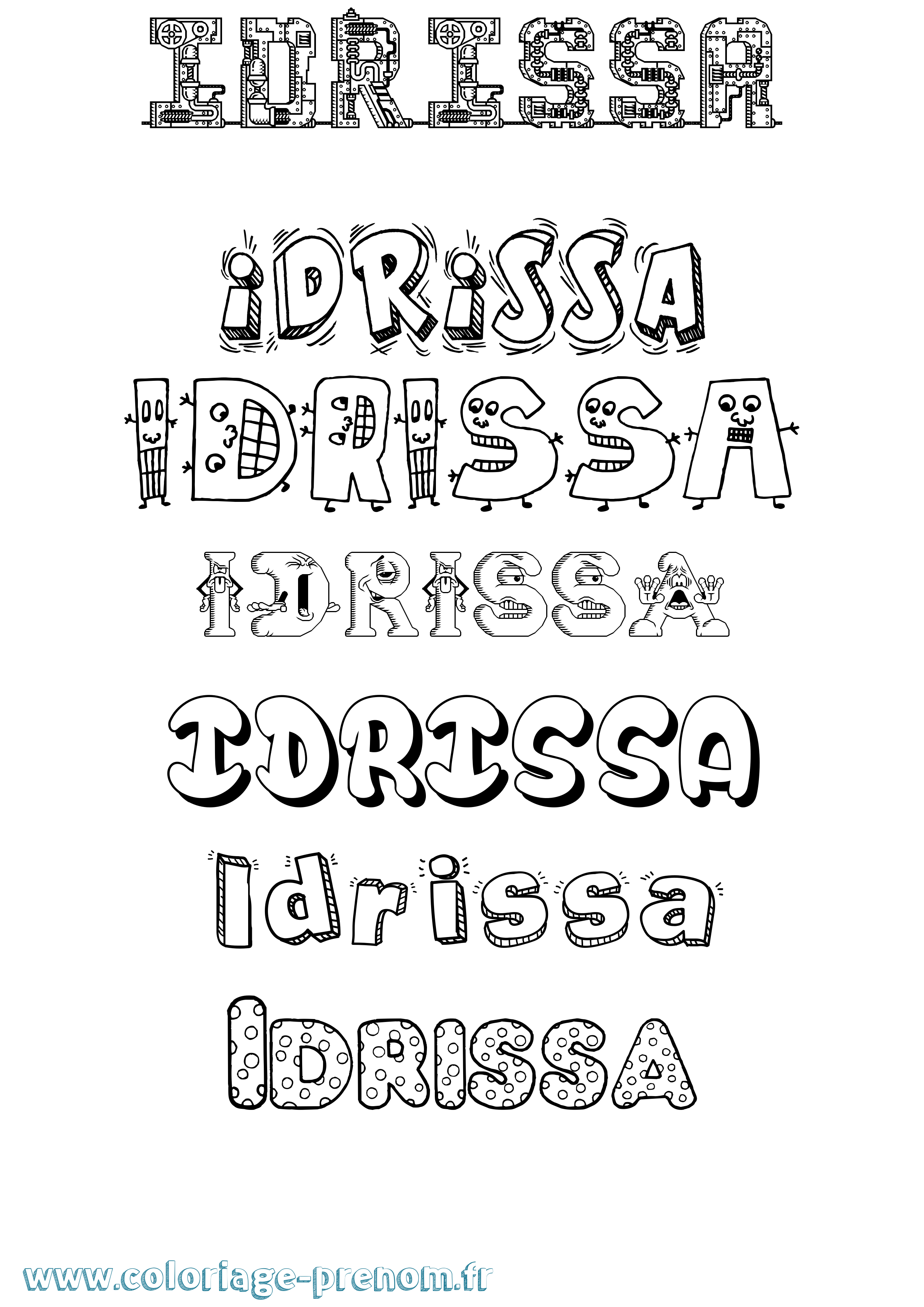 Coloriage prénom Idrissa Fun