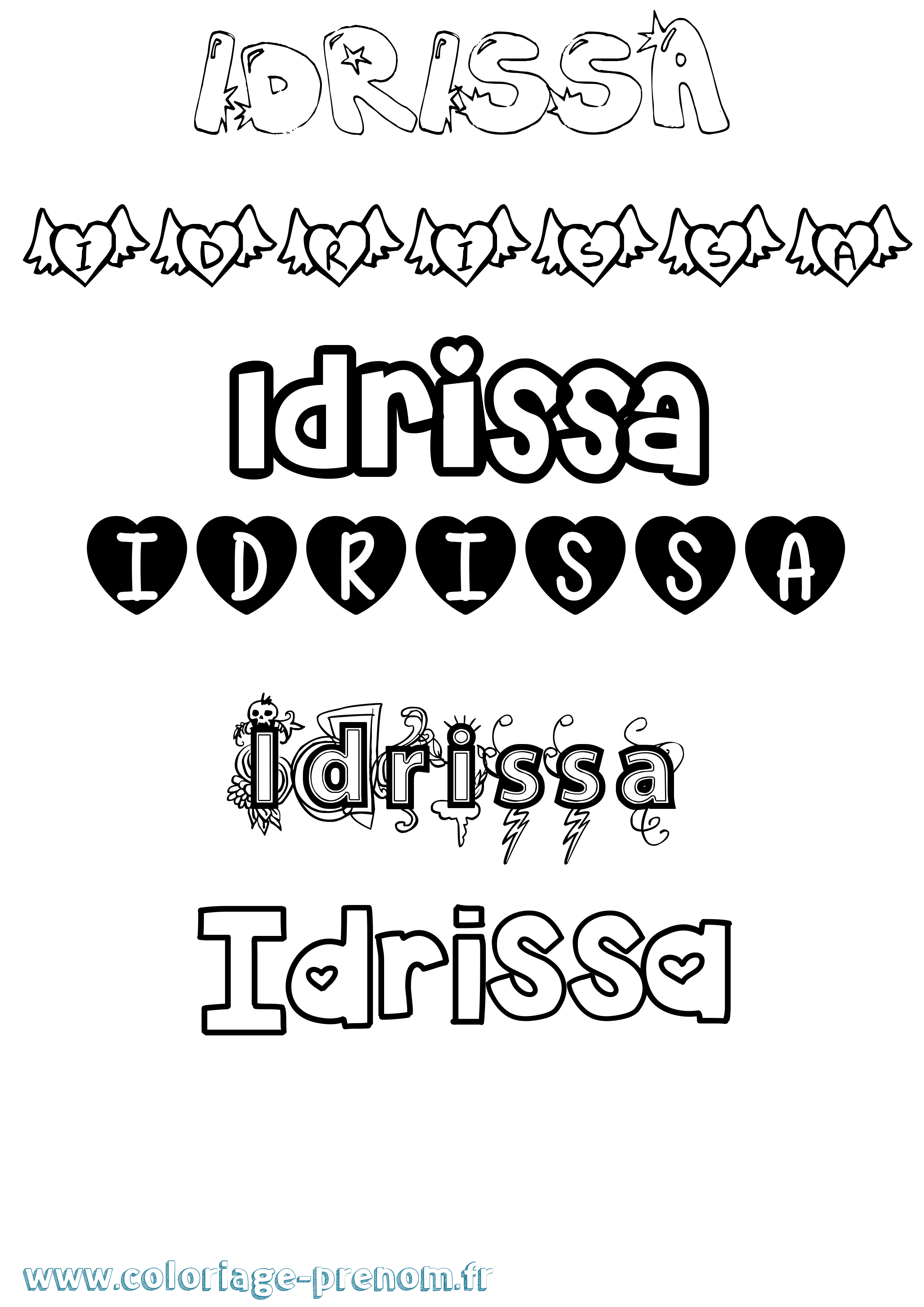 Coloriage prénom Idrissa Girly