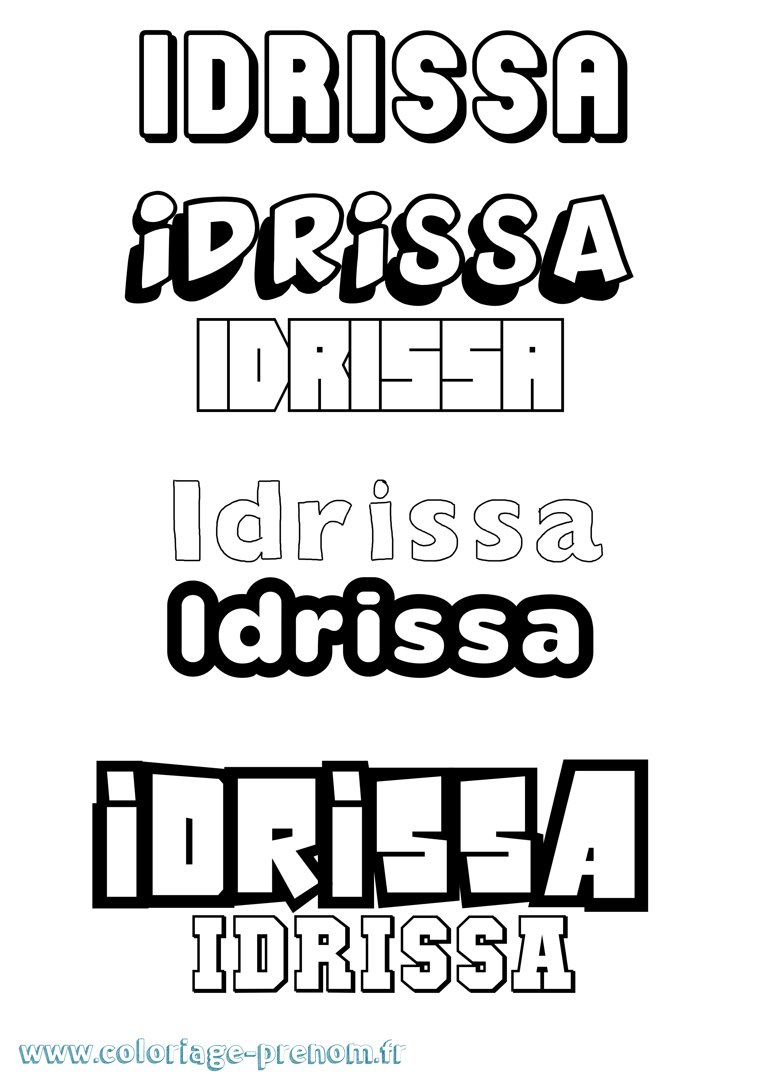 Coloriage Idrissa Simple Coloriage prénom Idrissa Simple