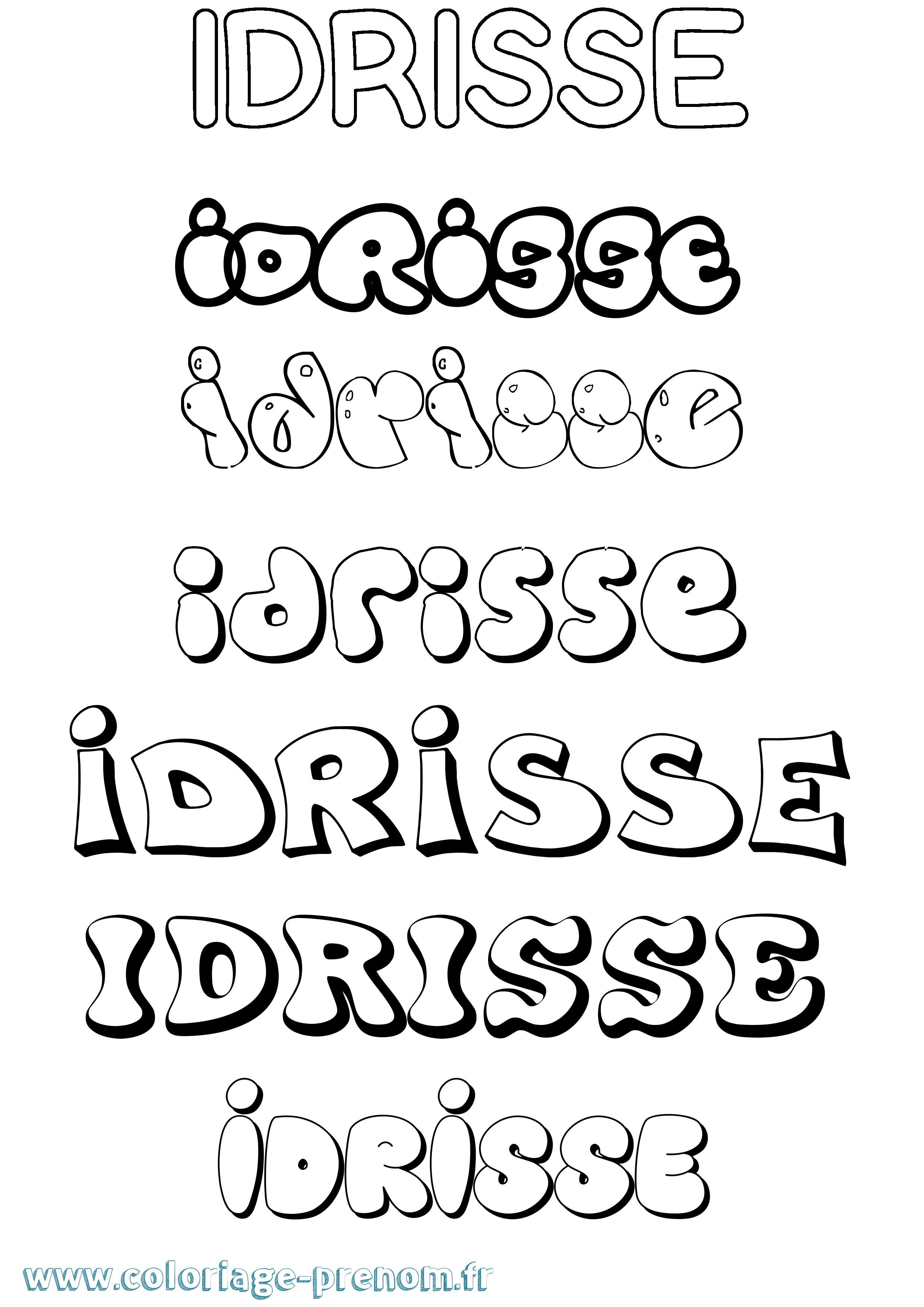 Coloriage Idrisse Bubble Coloriage prénom Idrisse Bubble