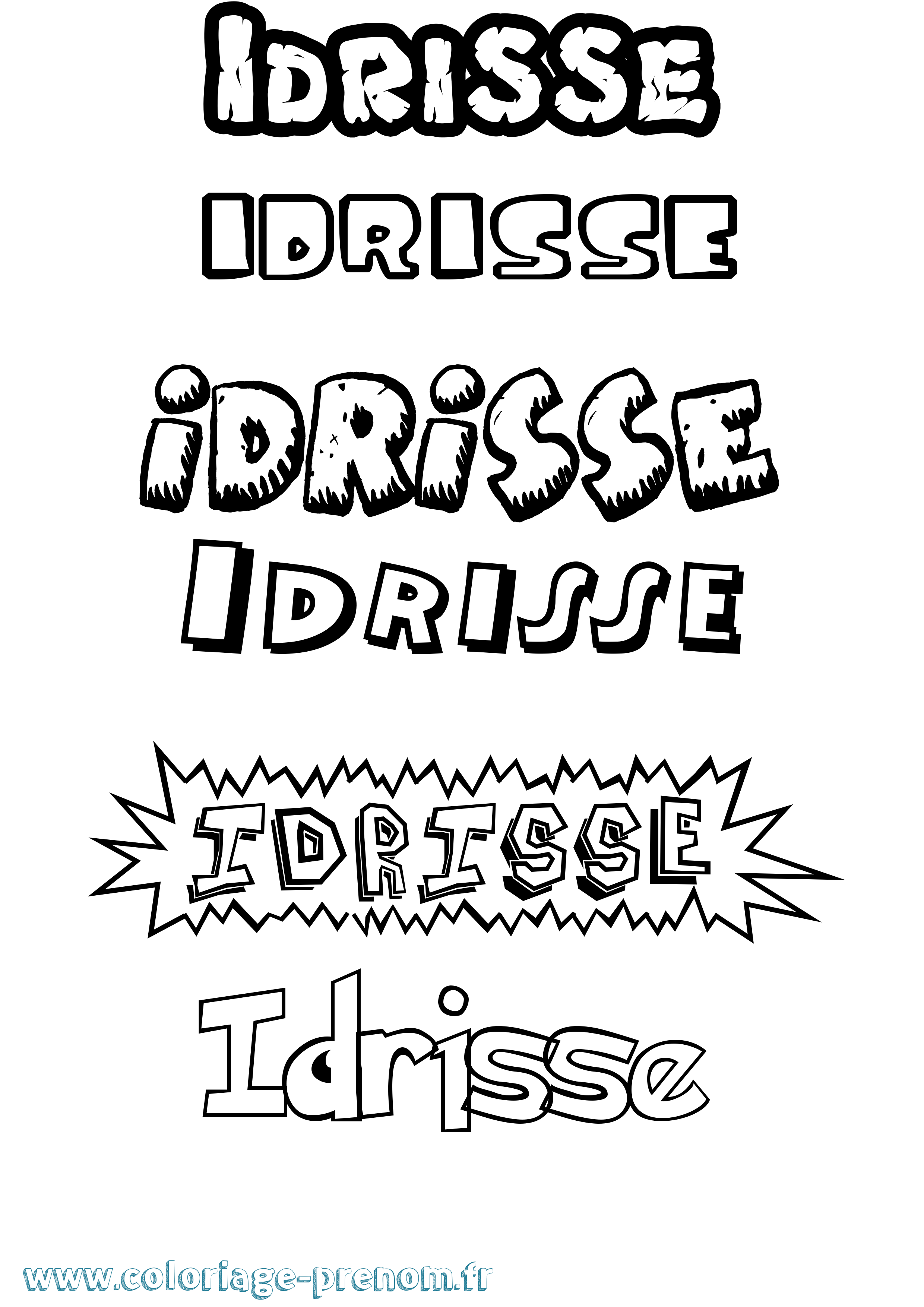 Coloriage Idrisse Dessin Animé Coloriage prénom Idrisse Dessin Animé