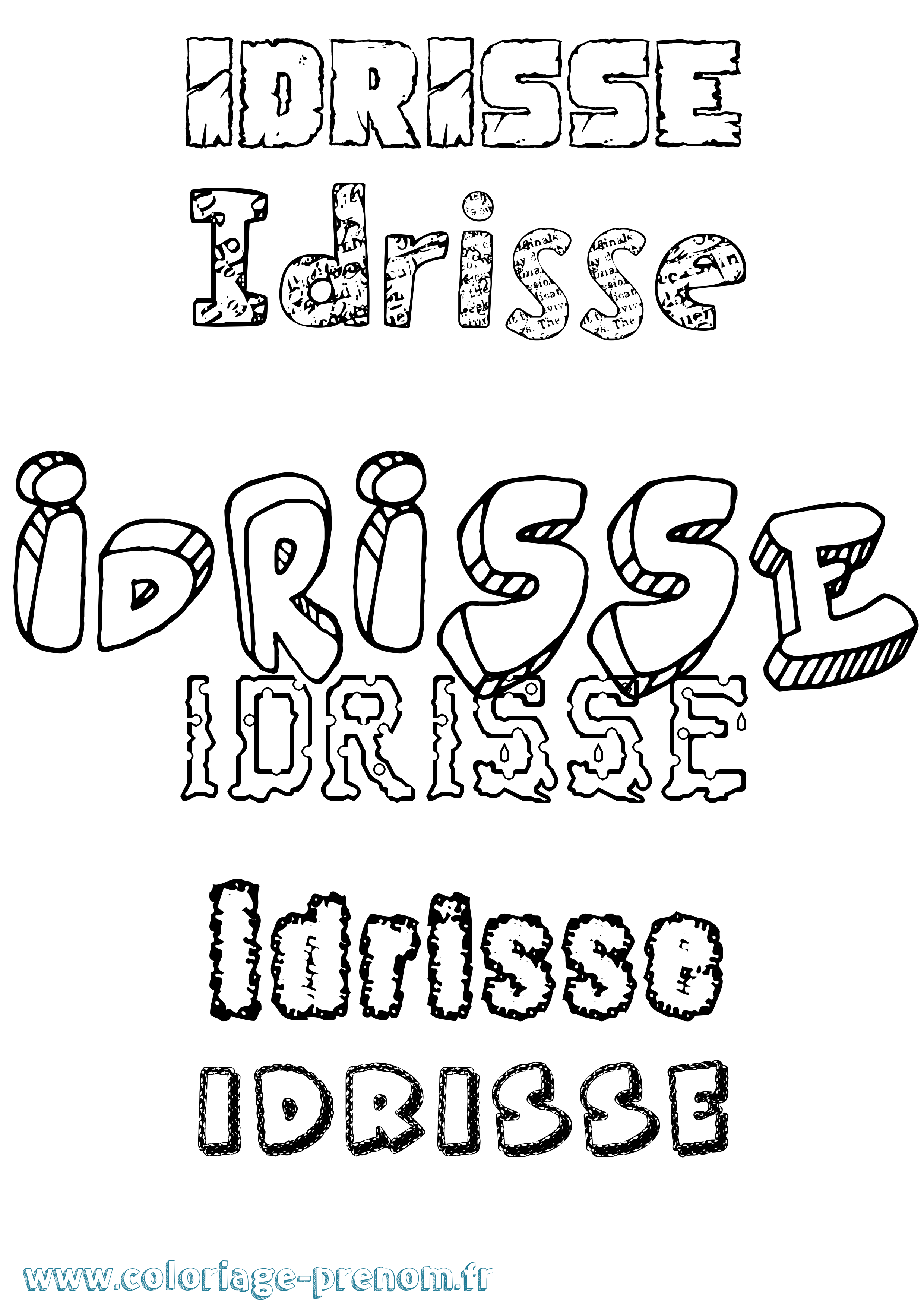 Coloriage Idrisse Destructuré Coloriage prénom Idrisse Destructuré