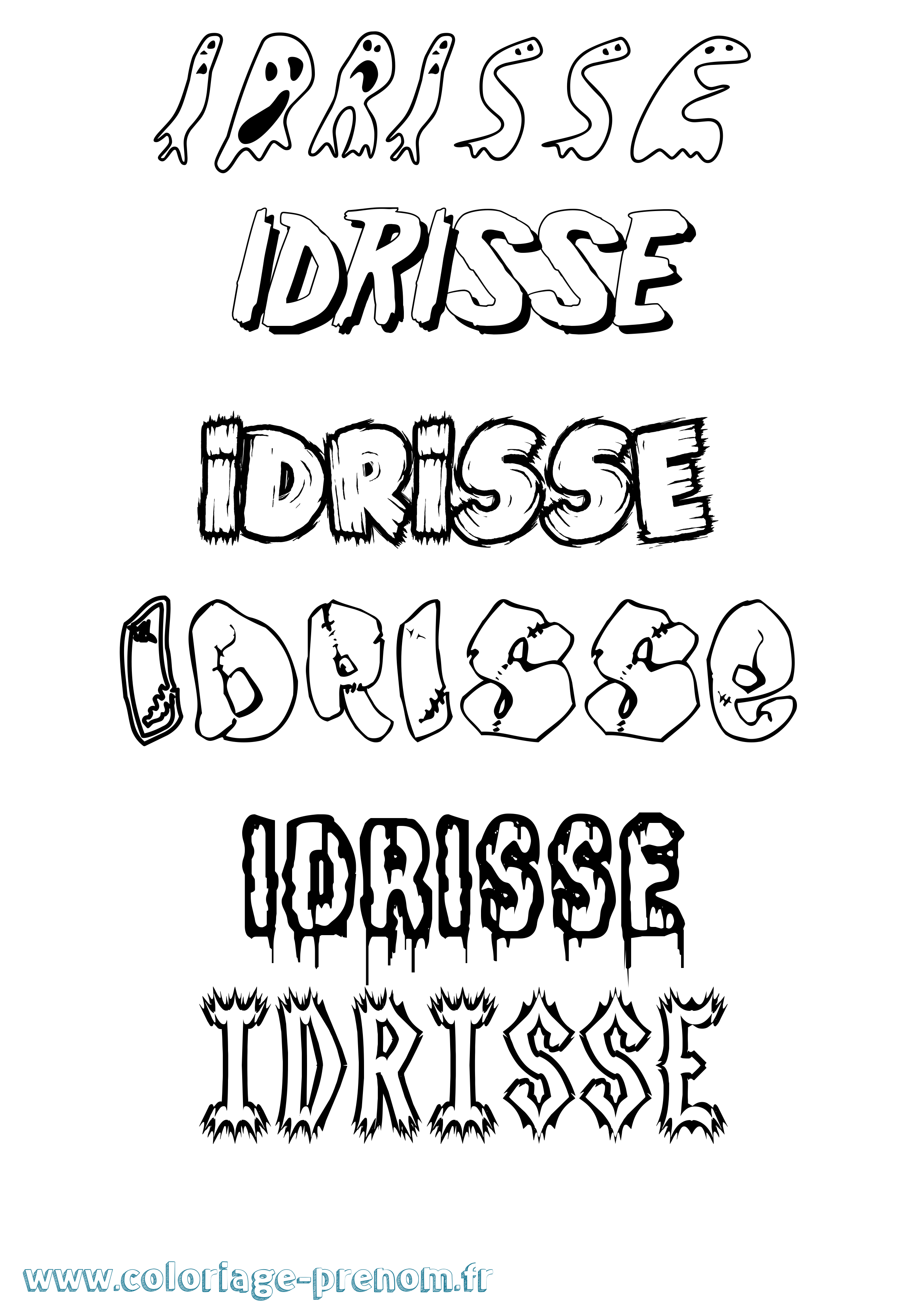 Coloriage Idrisse Frisson Coloriage prénom Idrisse Frisson