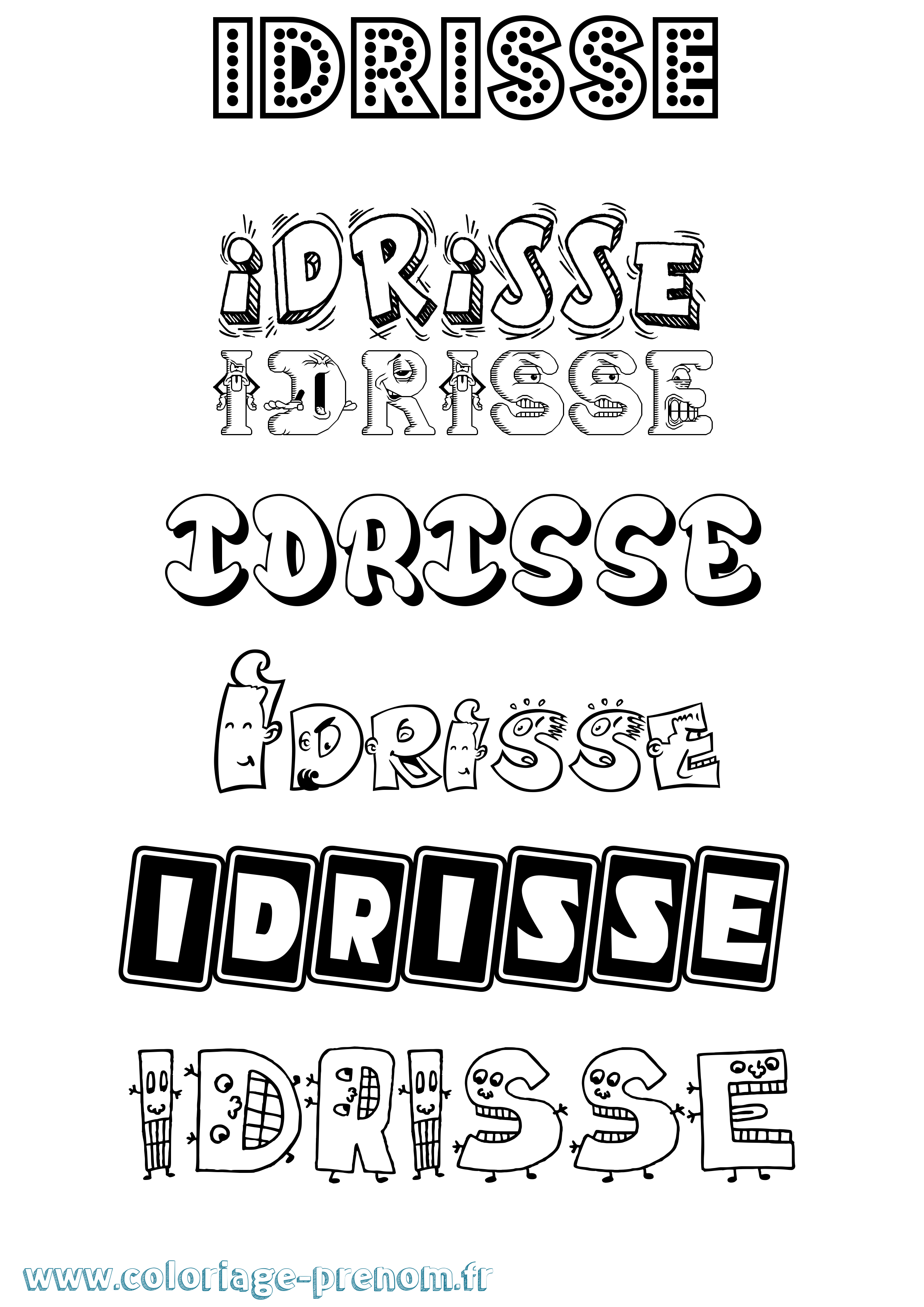 Coloriage Idrisse Fun Coloriage prénom Idrisse Fun