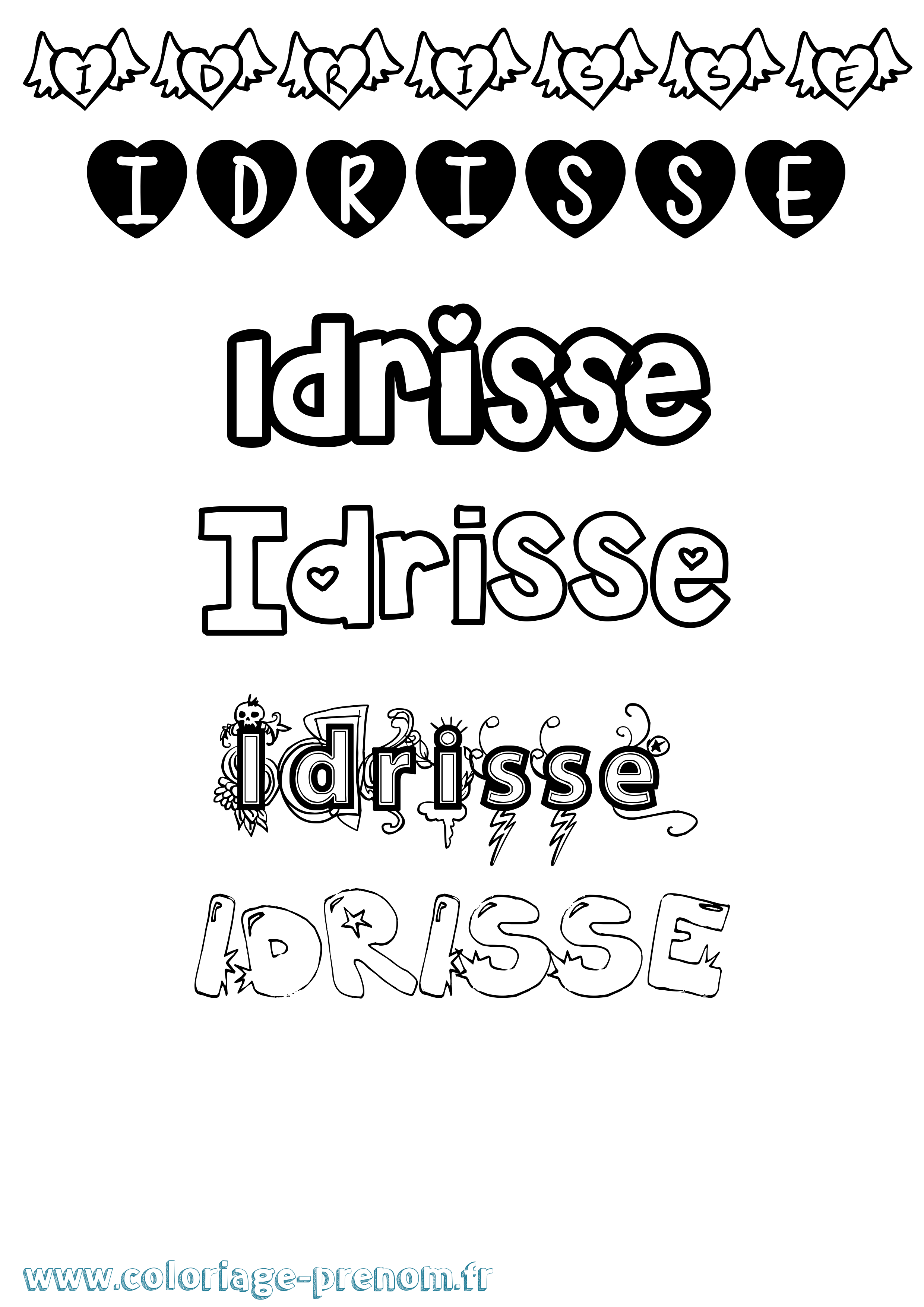 Coloriage Idrisse Girly Coloriage prénom Idrisse Girly