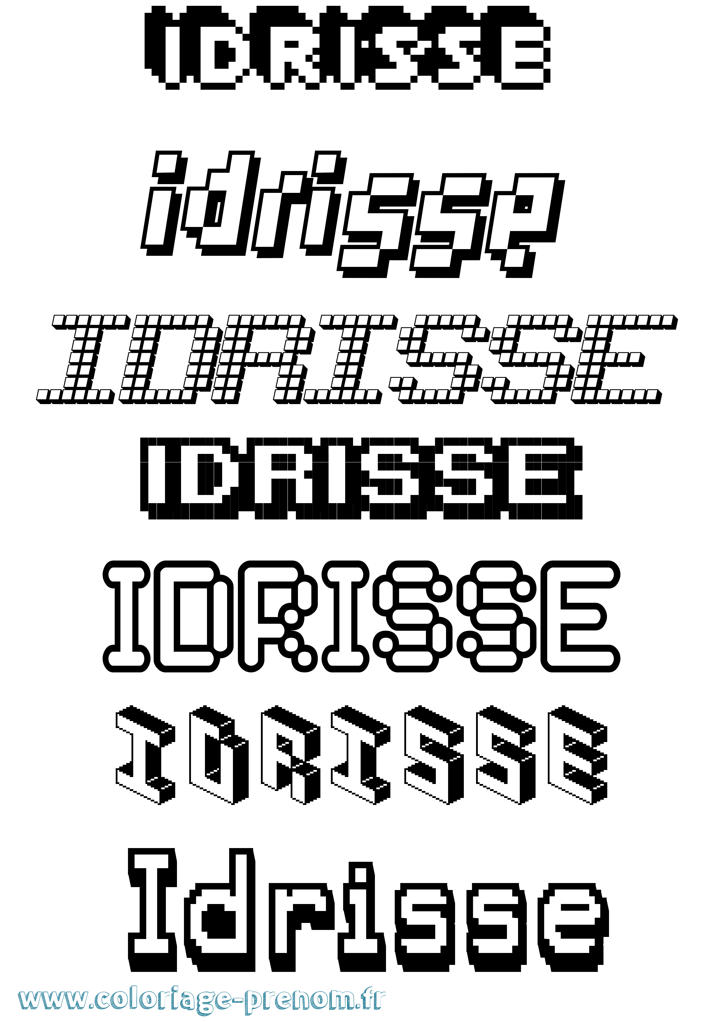 Coloriage Idrisse Pixel Coloriage prénom Idrisse Pixel