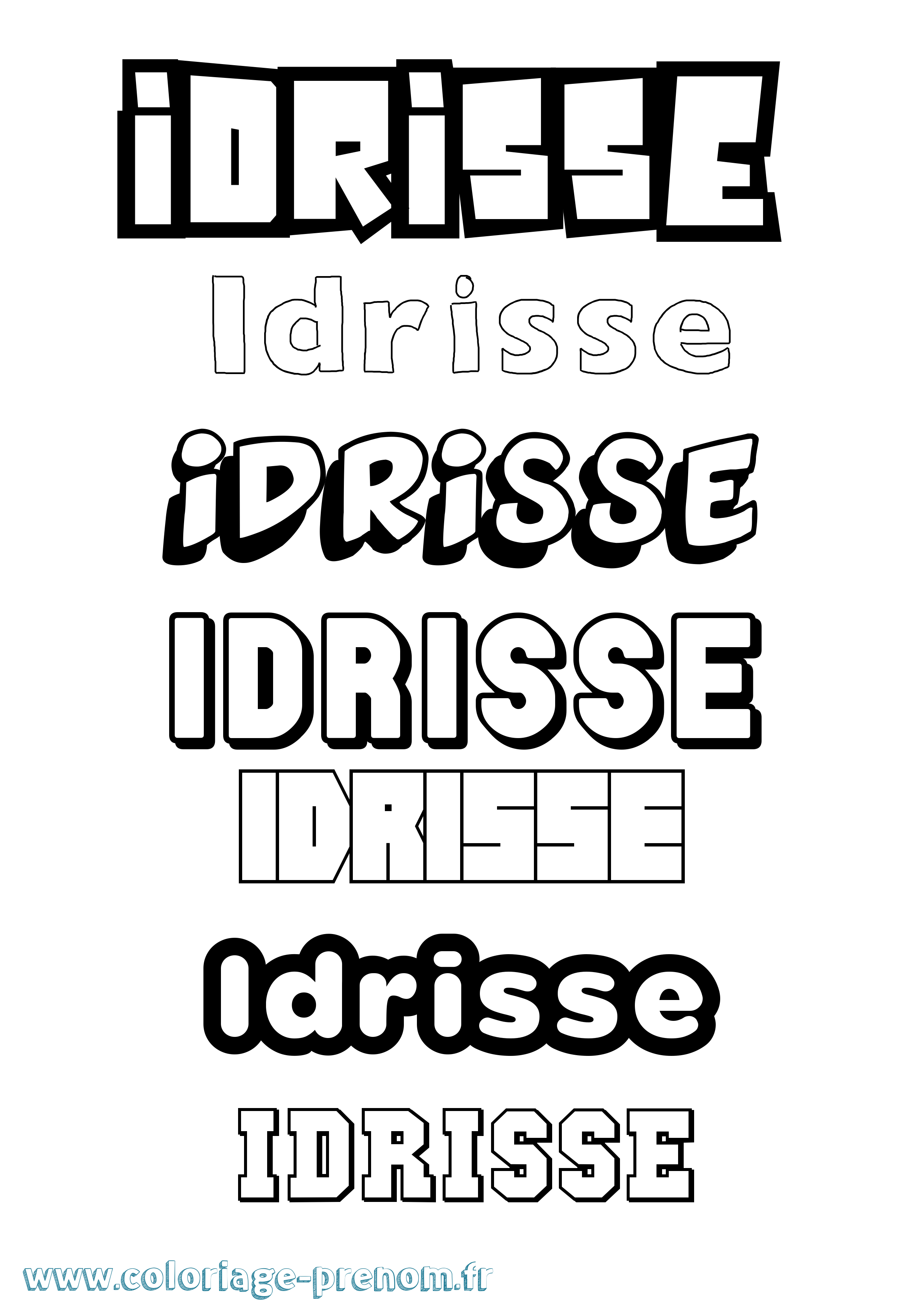 Coloriage Idrisse Simple Coloriage prénom Idrisse Simple