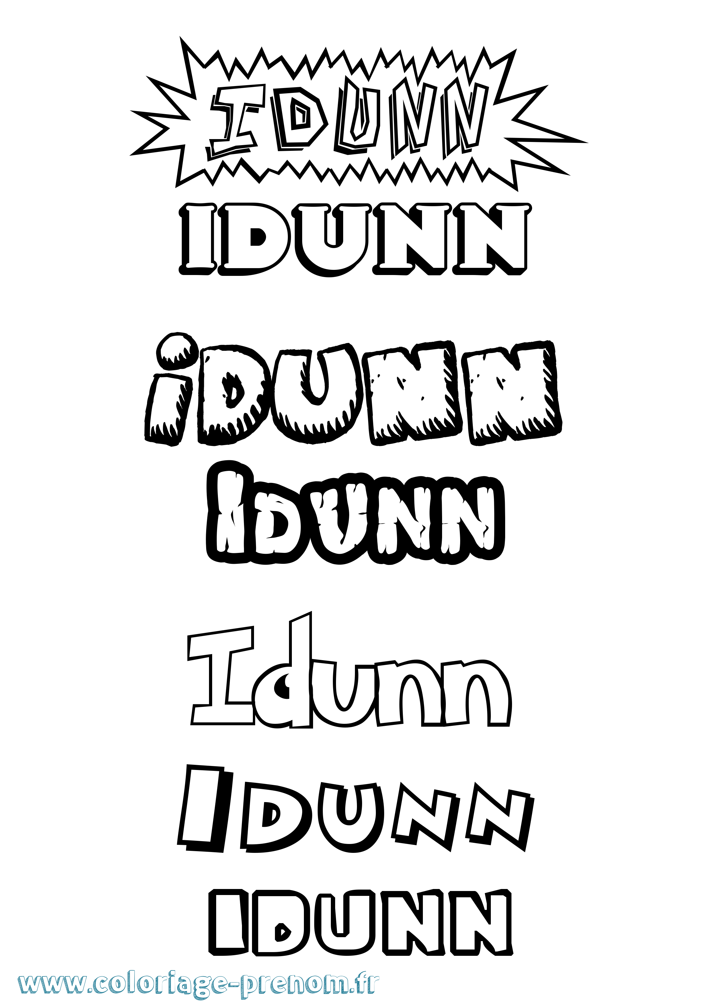 Coloriage prénom Idunn Dessin Animé