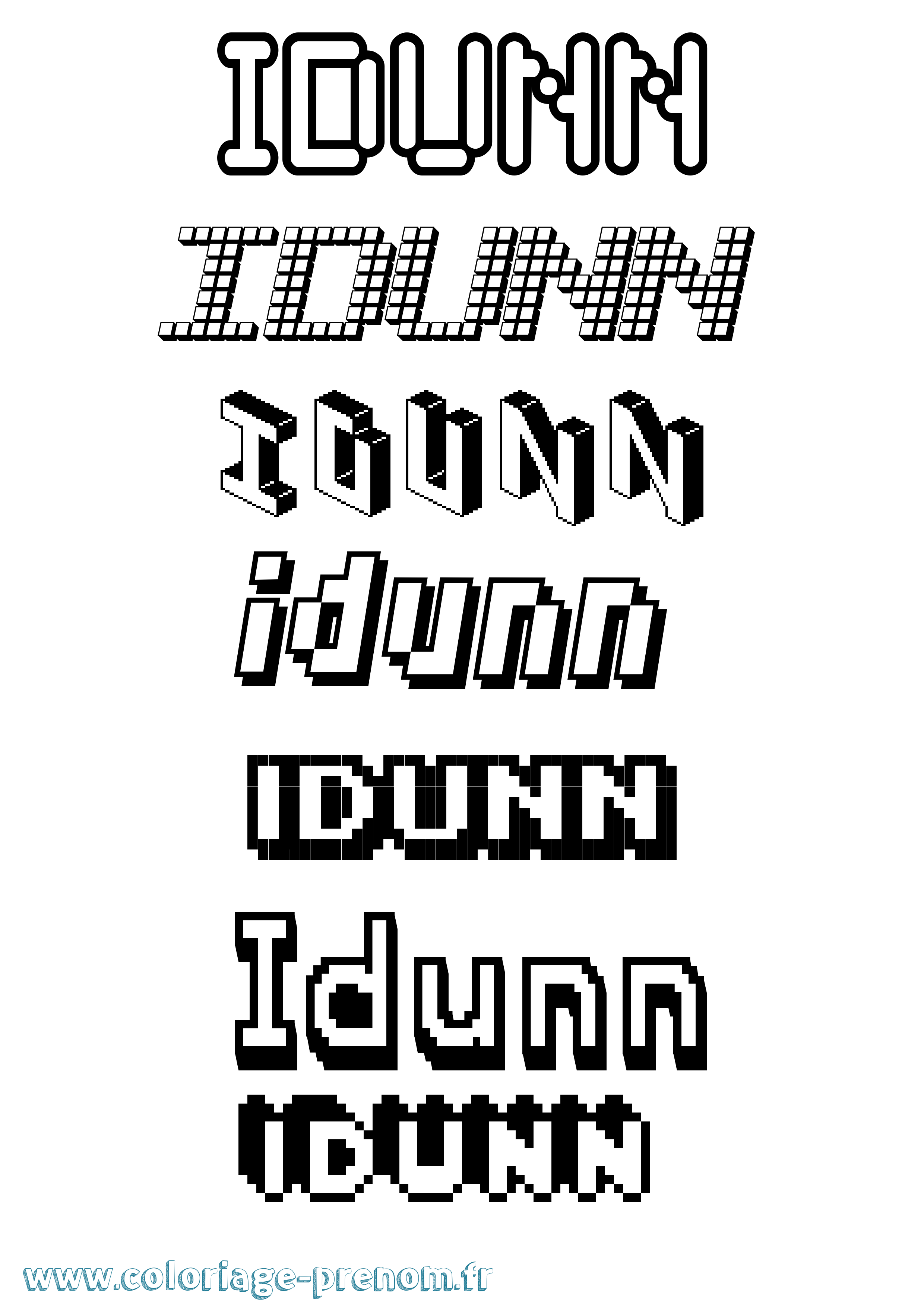 Coloriage prénom Idunn Pixel