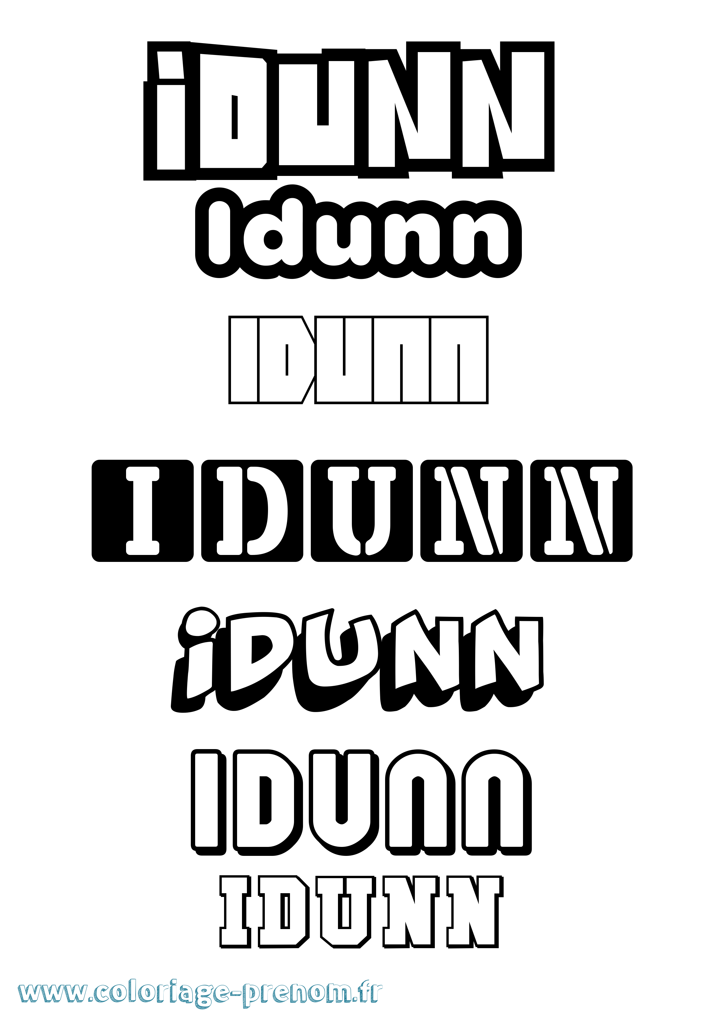 Coloriage prénom Idunn Simple